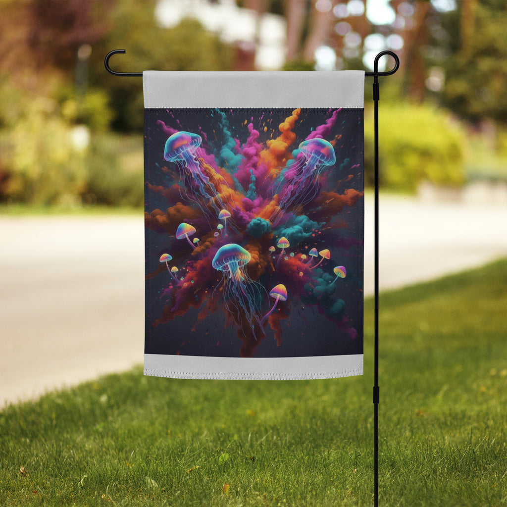 Colorful Smoke with Jellyfish and Mushrooms Garden flag - ThatBoutqiueStore