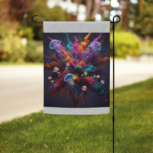 Colorful Smoke with Jellyfish and Mushrooms Garden flag - ThatBoutqiueStore