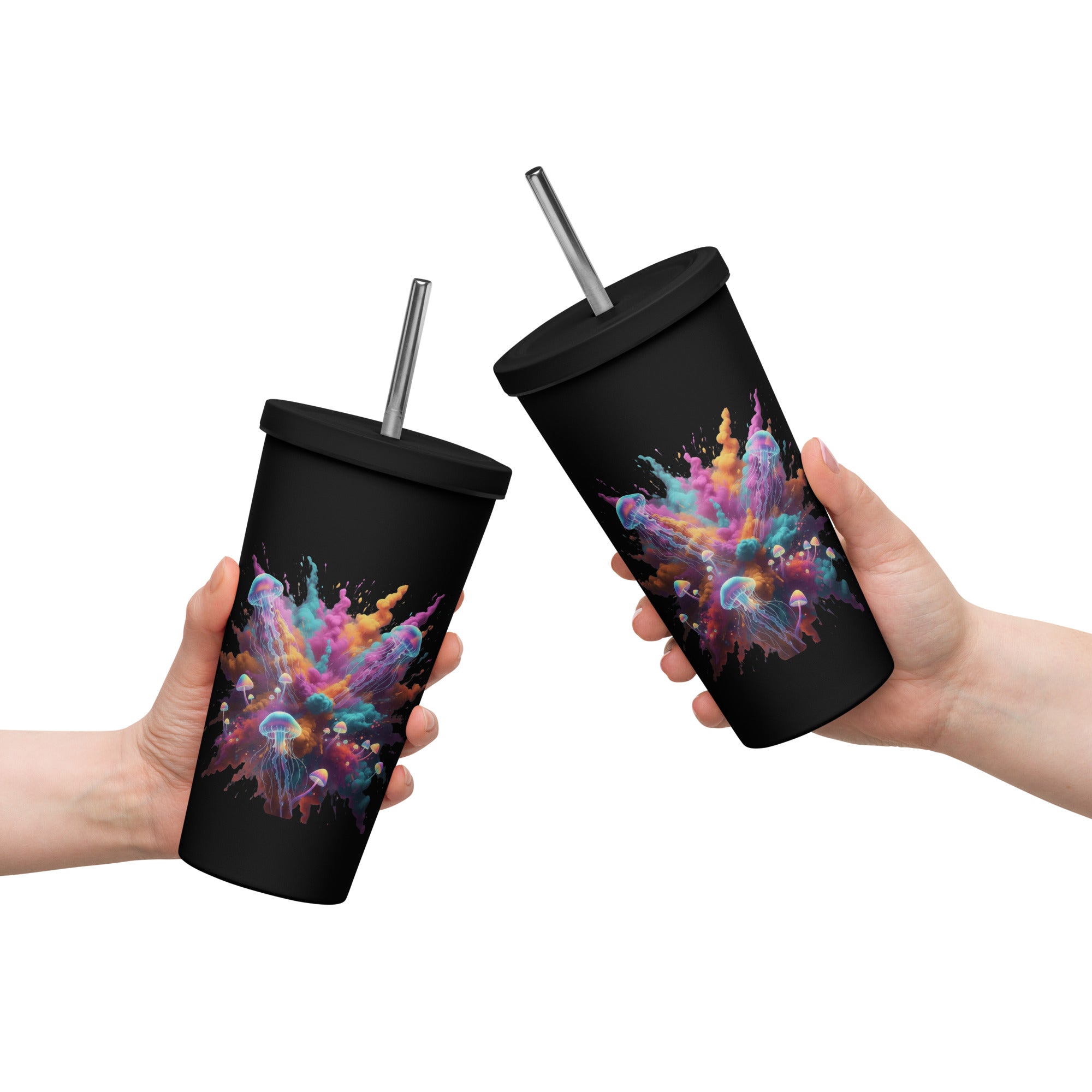 Colorful Smoke with Jellyfish and Mushrooms Insulated Tumbler - ThatBoutqiueStore