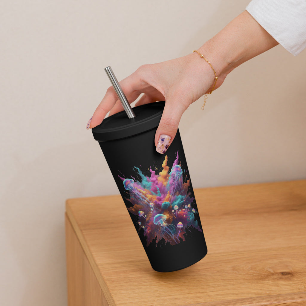 Colorful Smoke with Jellyfish and Mushrooms Insulated Tumbler - ThatBoutqiueStore
