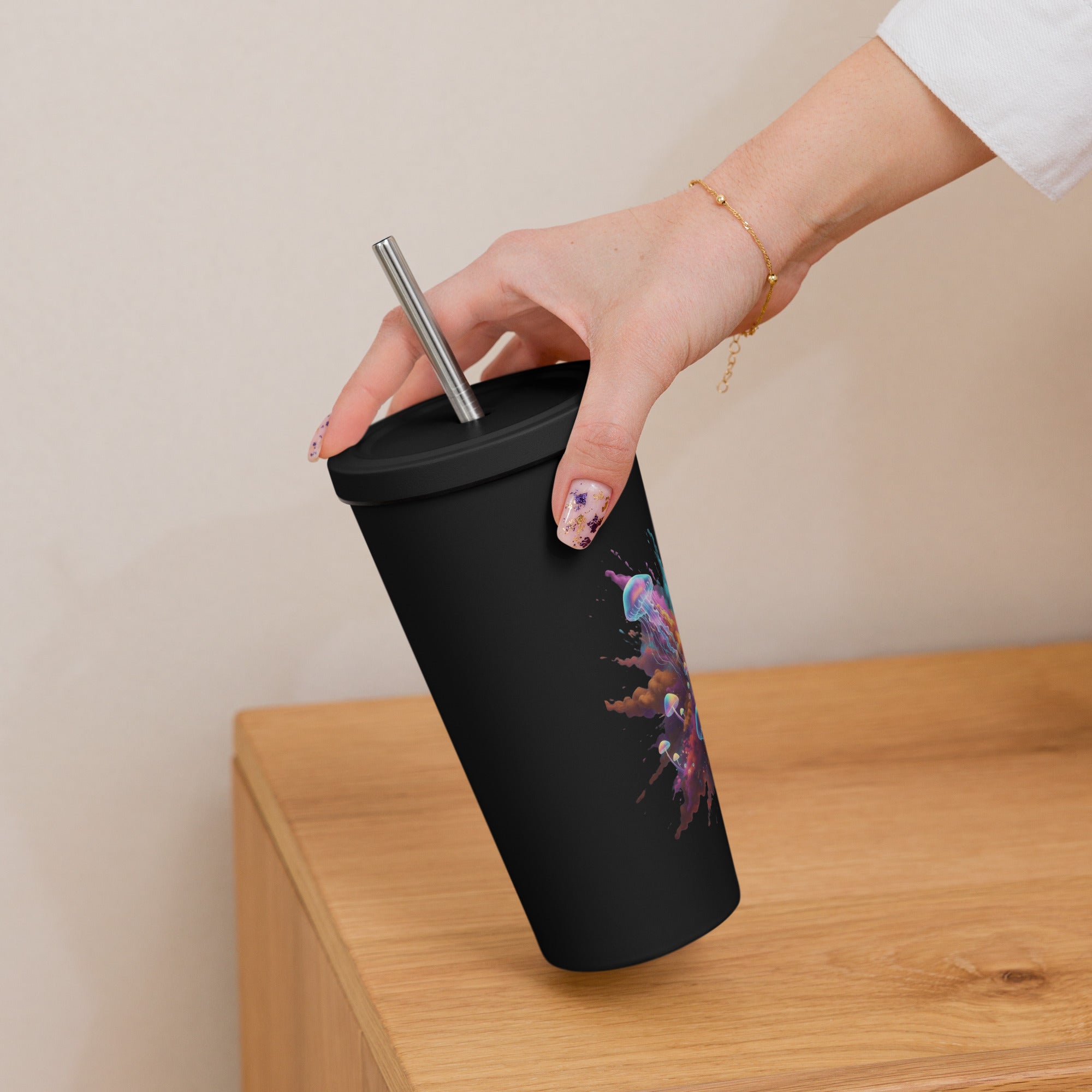 Colorful Smoke with Jellyfish and Mushrooms Insulated Tumbler - ThatBoutqiueStore