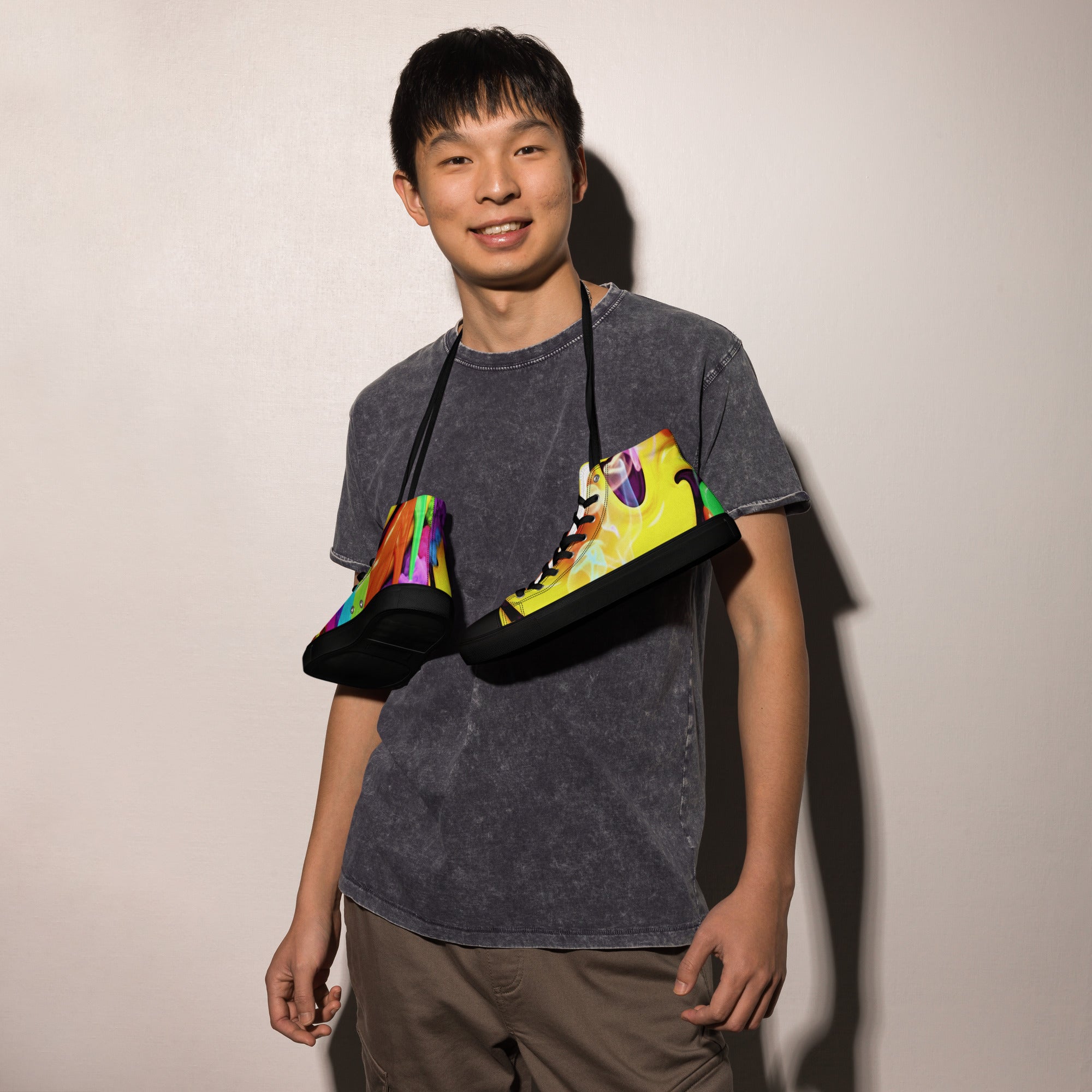 OG Melting Smiley Men's High Top Canvas Shoes - ThatBoutqiueStore