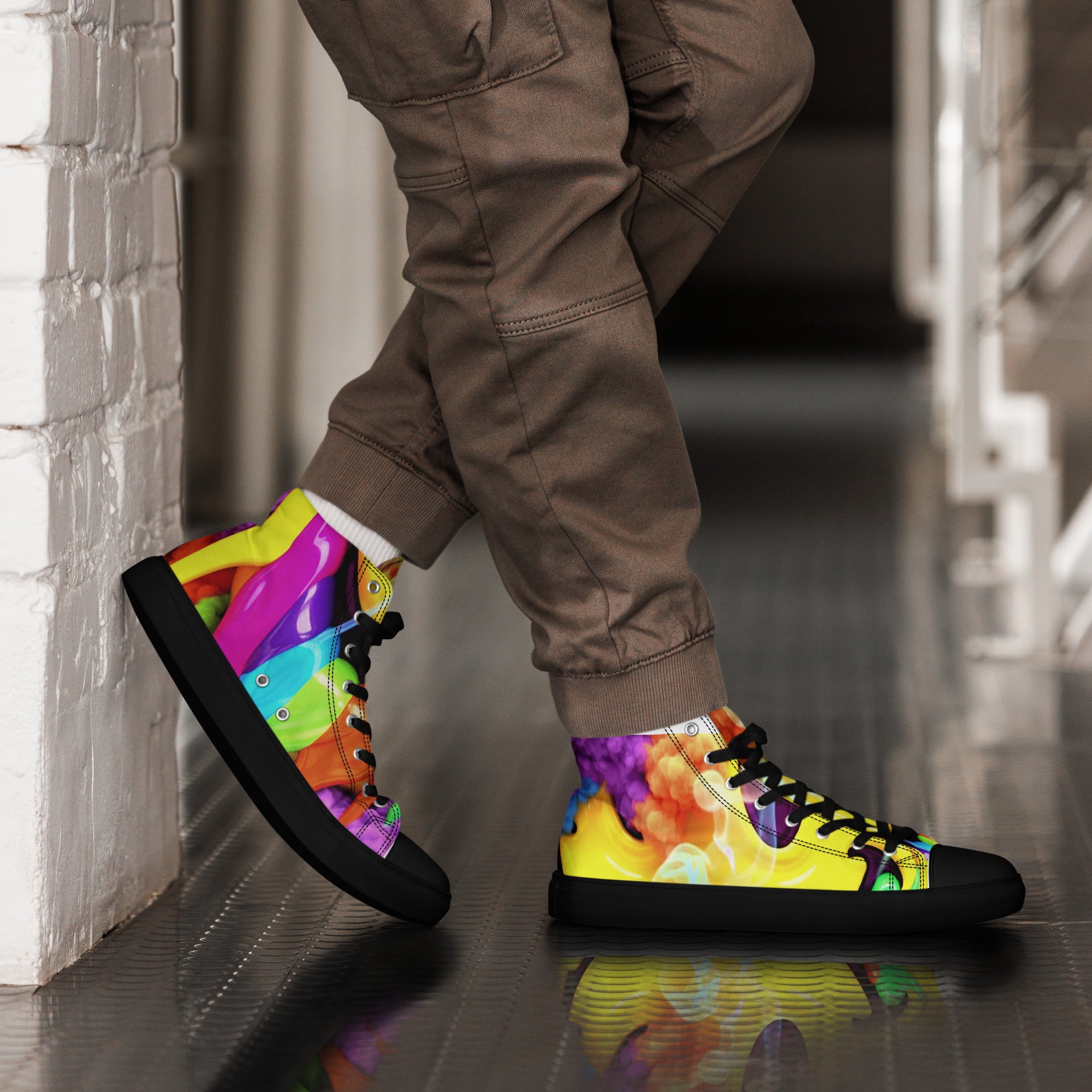 OG Melting Smiley Men's High Top Canvas Shoes - ThatBoutqiueStore