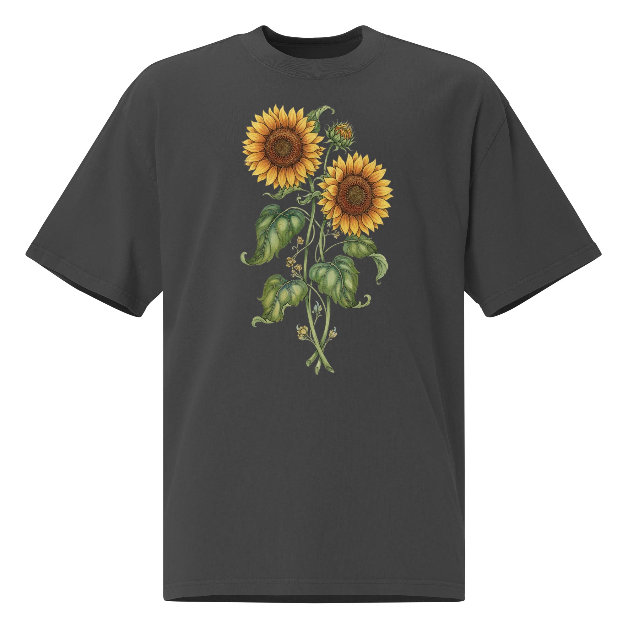 Twin Sunflowers Oversized faded t-shirt - ThatBoutqiueStore
