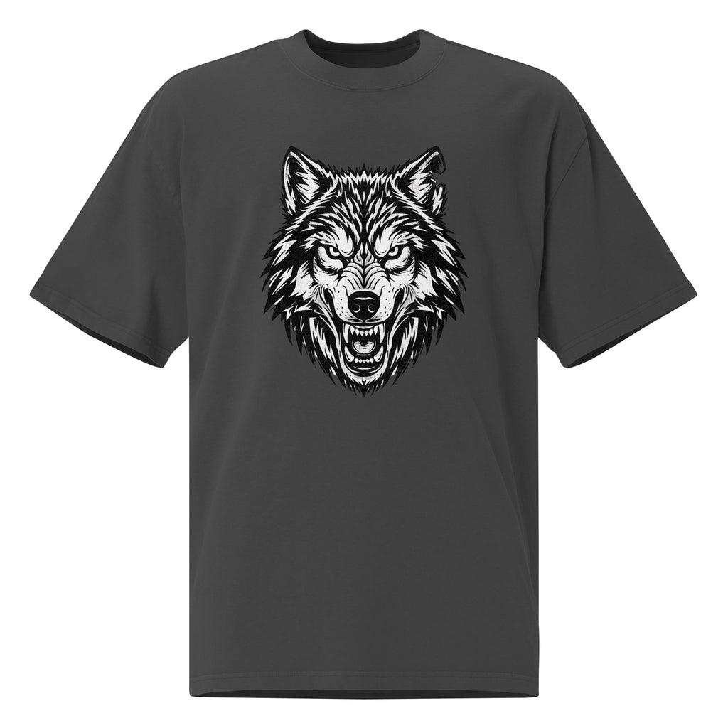 Wolf Print Oversized faded t-shirt - ThatBoutqiueStore