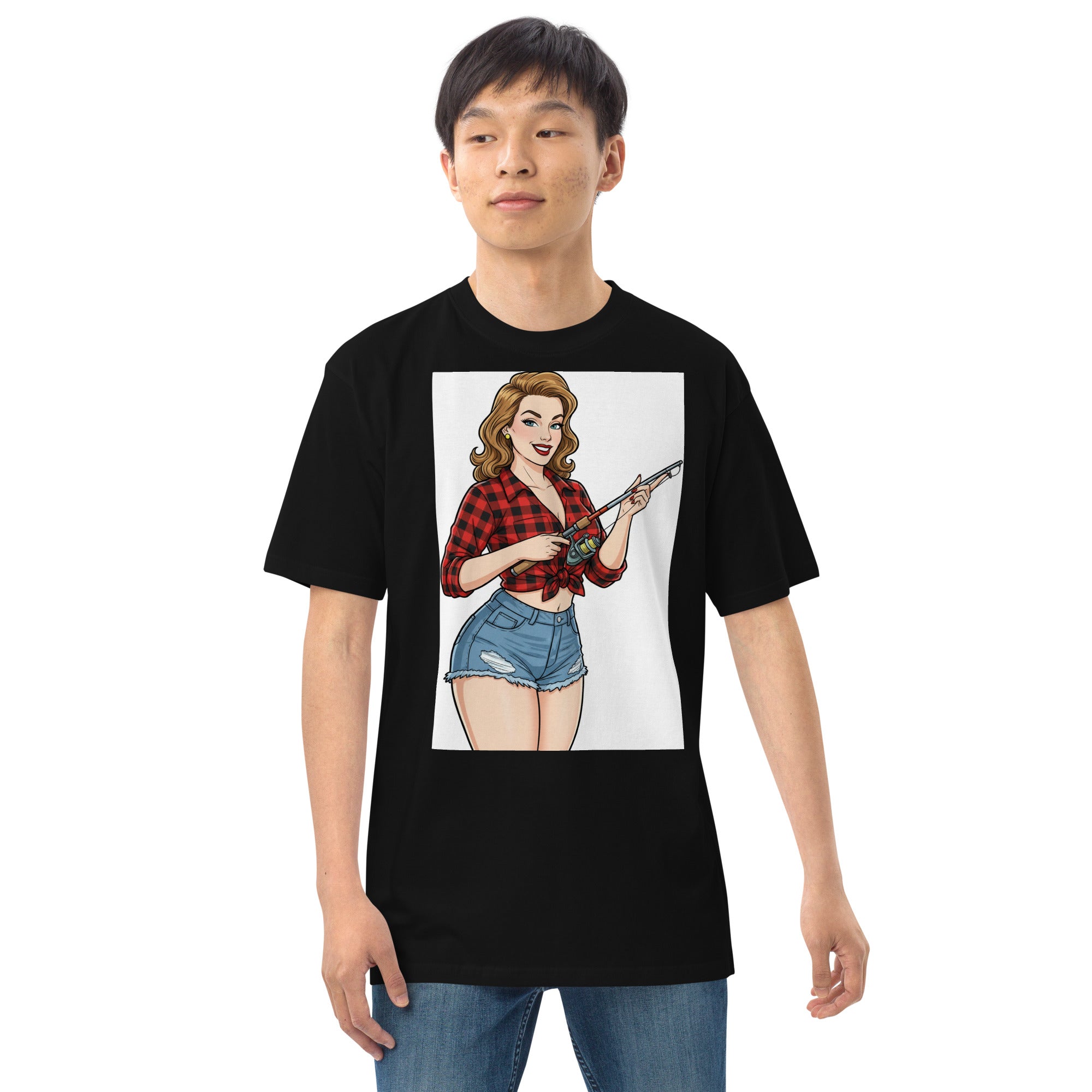 Pole Dancin with Pretty Lady on front Men’s premium heavyweight tee - ThatBoutqiueStore