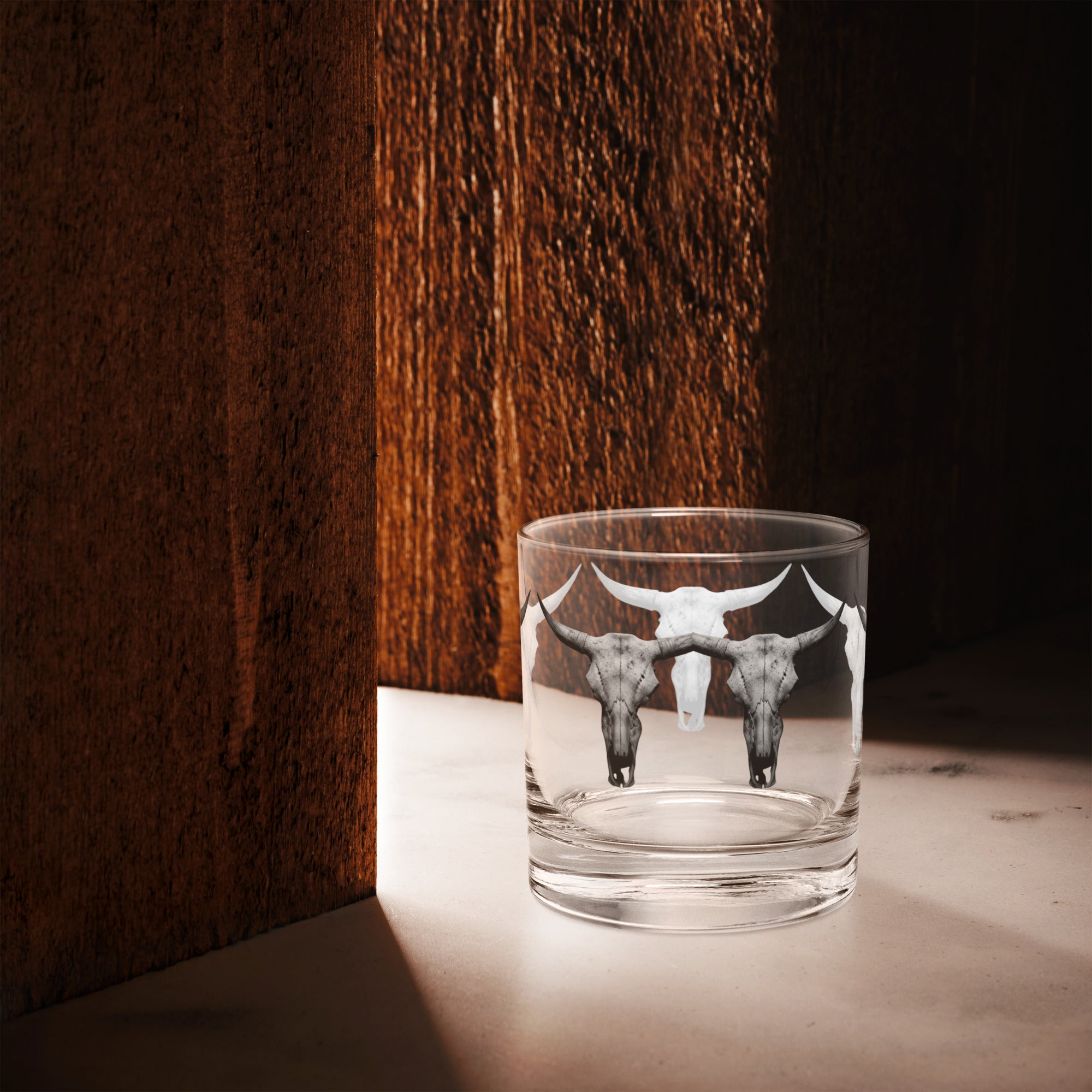 Steer Skull Rocks glass - ThatBoutqiueStore