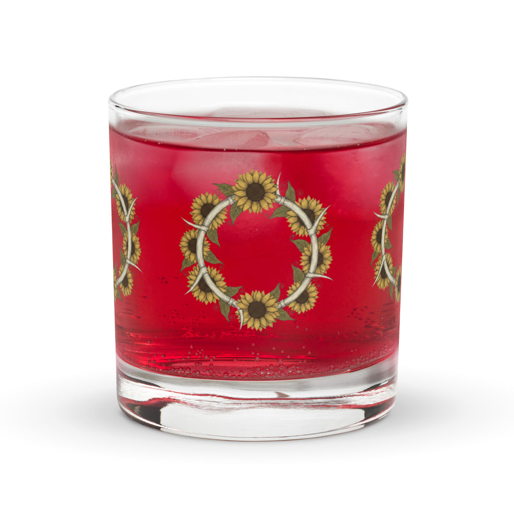 Sunflower Horn Wreath Rocks glass - ThatBoutqiueStore