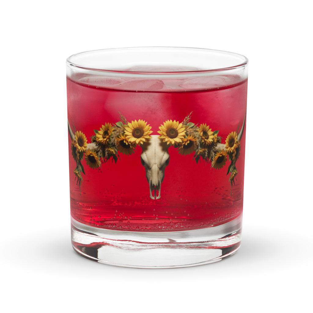 Sunflower Steer Rocks glass - ThatBoutqiueStore