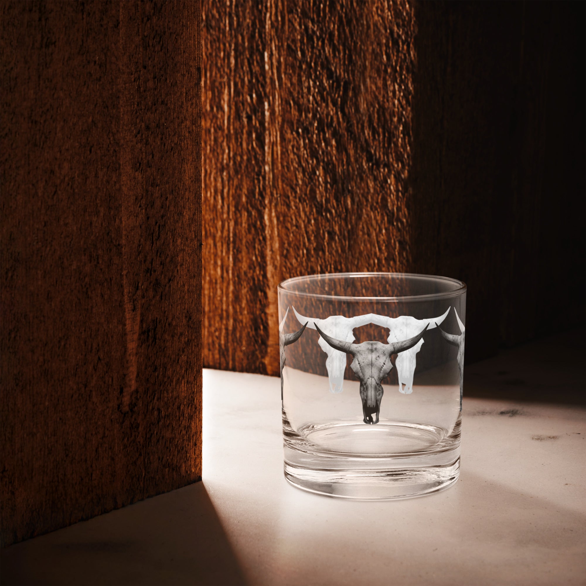 Steer Skull Rocks glass - ThatBoutqiueStore