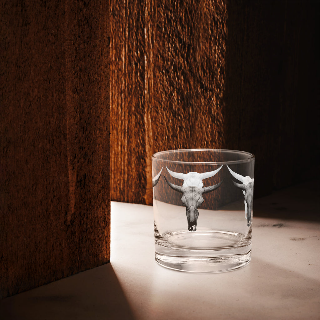 Steer Skull Rocks glass - ThatBoutqiueStore