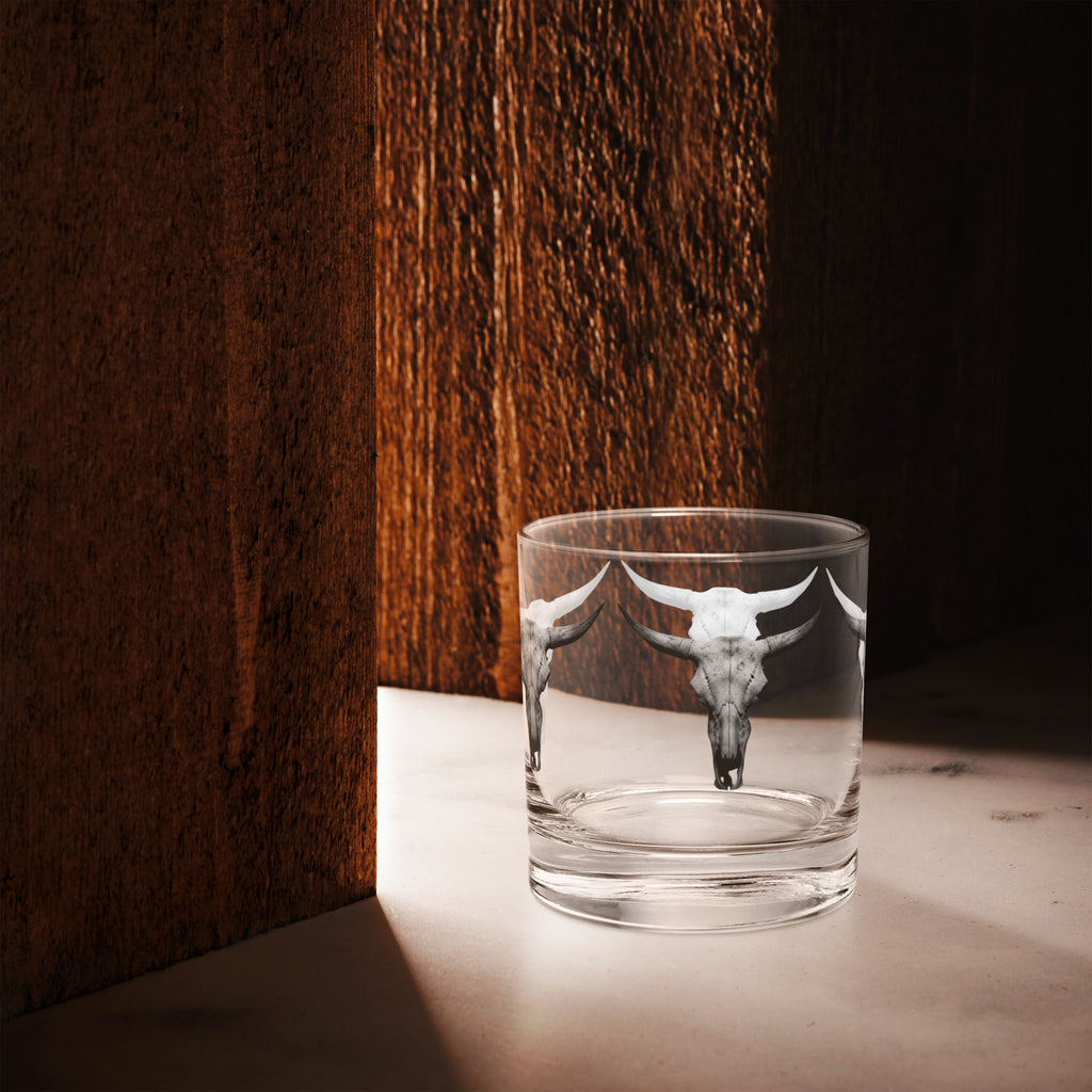 Steer Skull Rocks glass - ThatBoutqiueStore