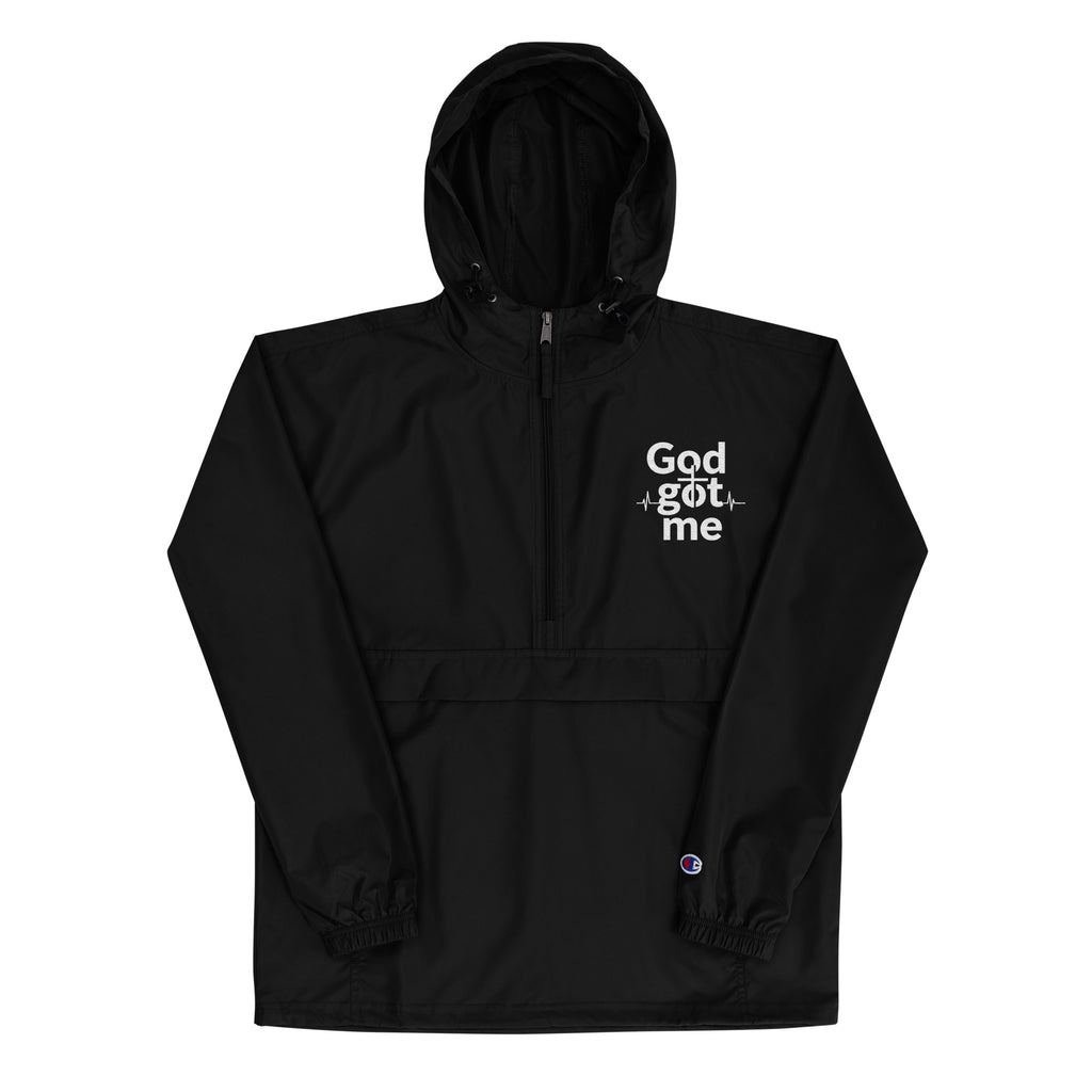 God Got Me Embroidered Champion Packable Jacket - ThatBoutqiueStore