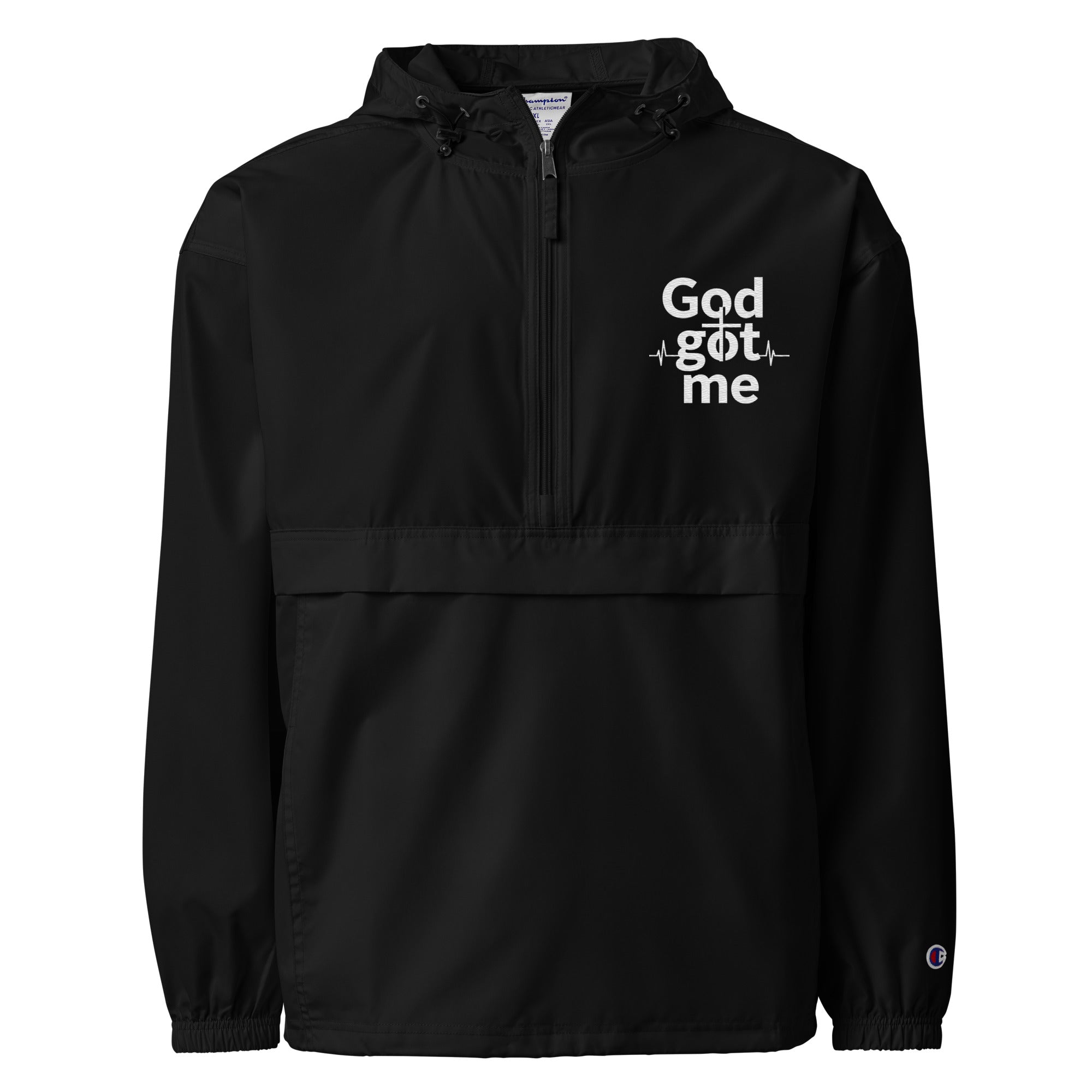 God Got Me Embroidered Champion Packable Jacket - ThatBoutqiueStore
