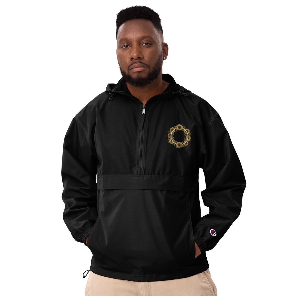 Horned Sunflower Wreath Embroidered Champion Packable Jacket - ThatBoutqiueStore