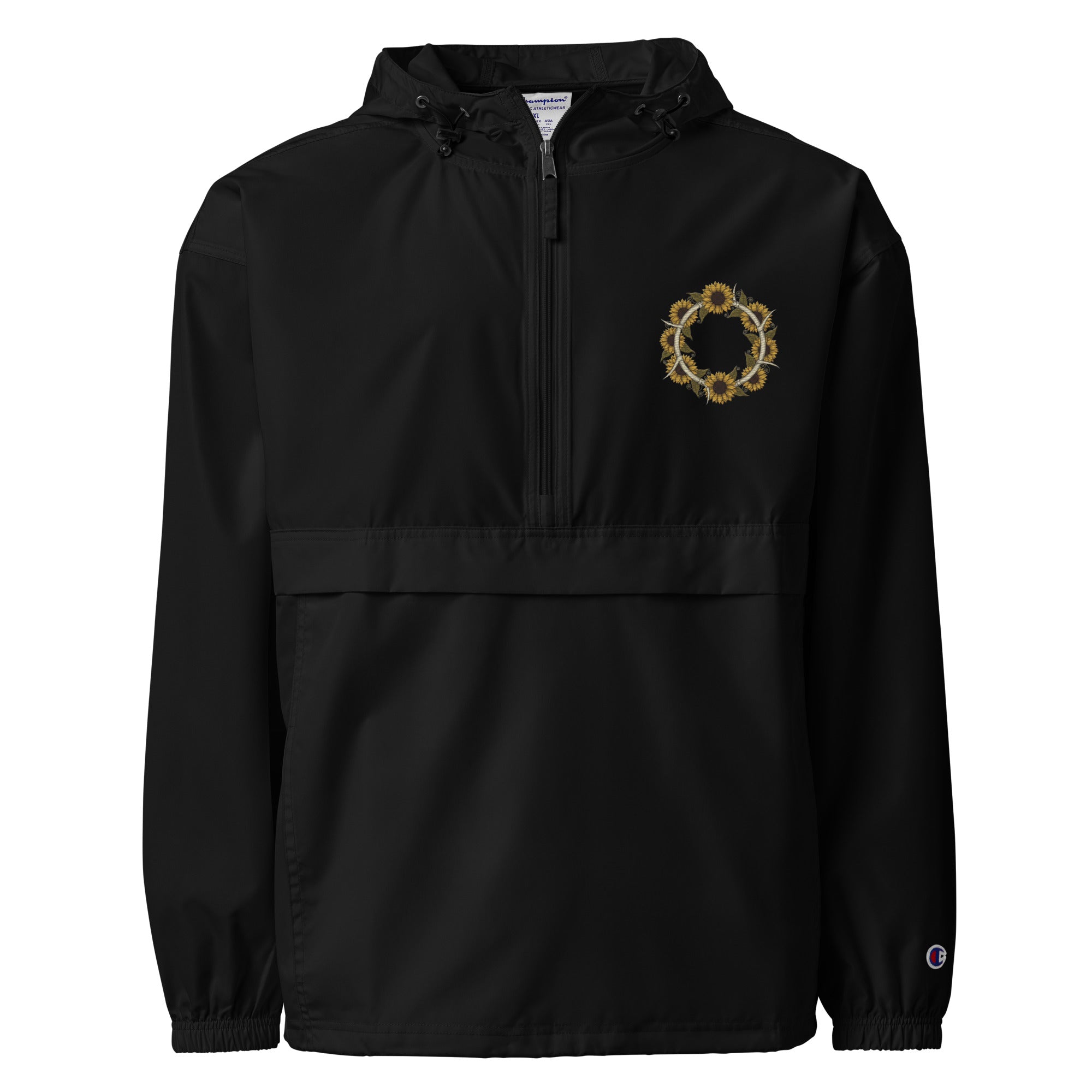 Horned Sunflower Wreath Embroidered Champion Packable Jacket - ThatBoutqiueStore