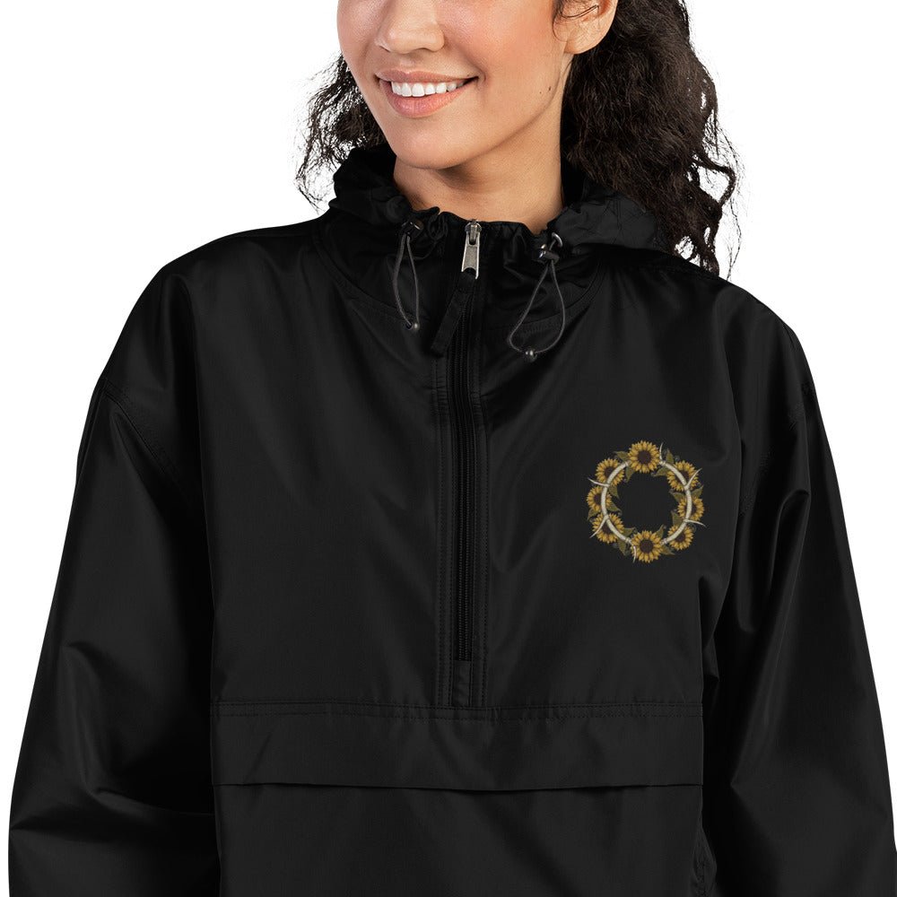 Horned Sunflower Wreath Embroidered Champion Packable Jacket - ThatBoutqiueStore
