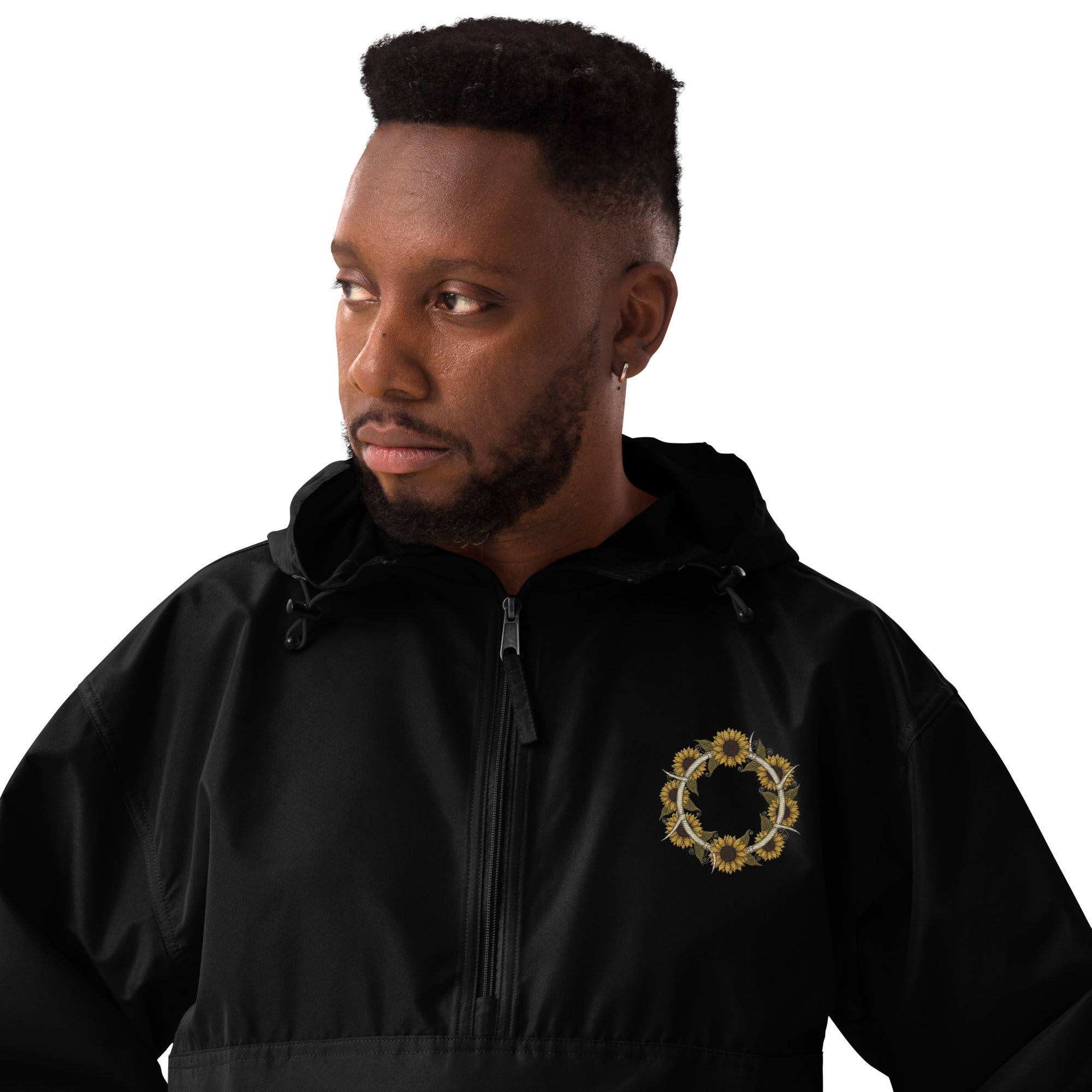Horned Sunflower Wreath Embroidered Champion Packable Jacket - ThatBoutqiueStore