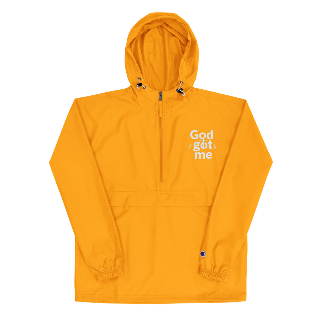 God Got Me Embroidered Champion Packable Jacket - ThatBoutqiueStore