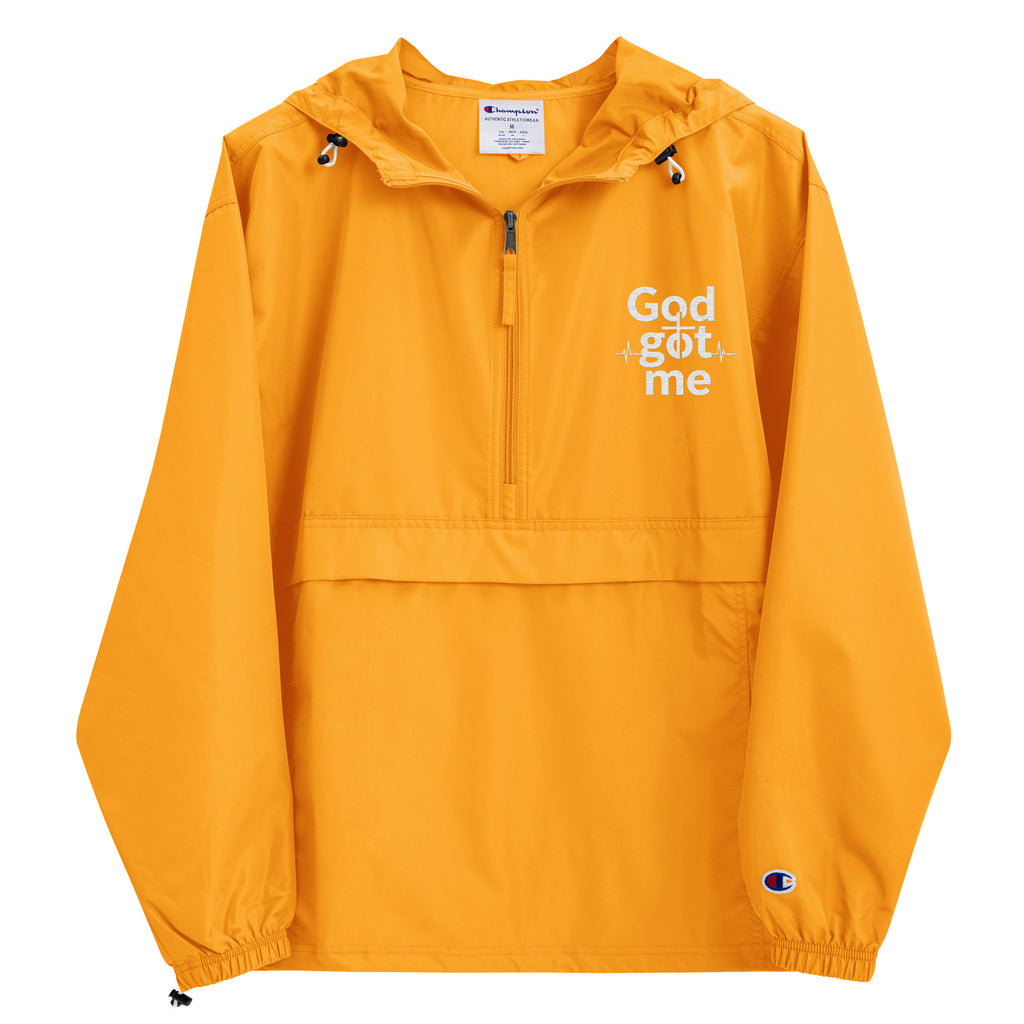God Got Me Embroidered Champion Packable Jacket - ThatBoutqiueStore