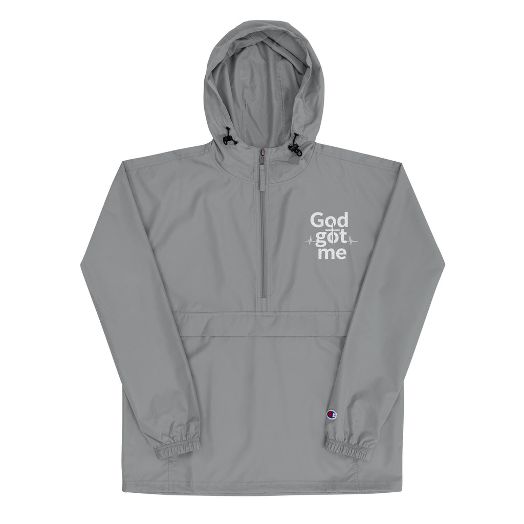 God Got Me Embroidered Champion Packable Jacket - ThatBoutqiueStore