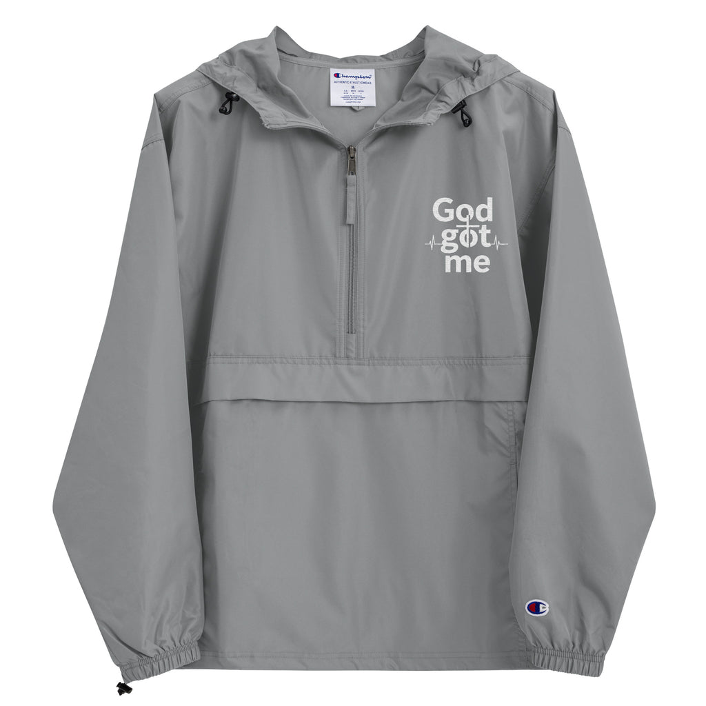 God Got Me Embroidered Champion Packable Jacket - ThatBoutqiueStore