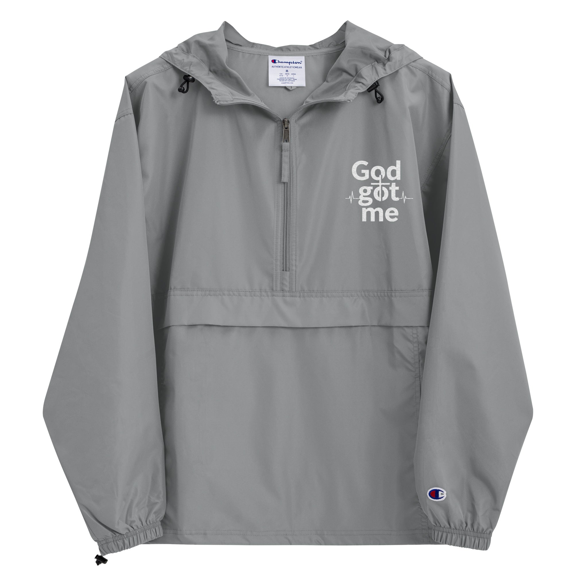 God Got Me Embroidered Champion Packable Jacket - ThatBoutqiueStore