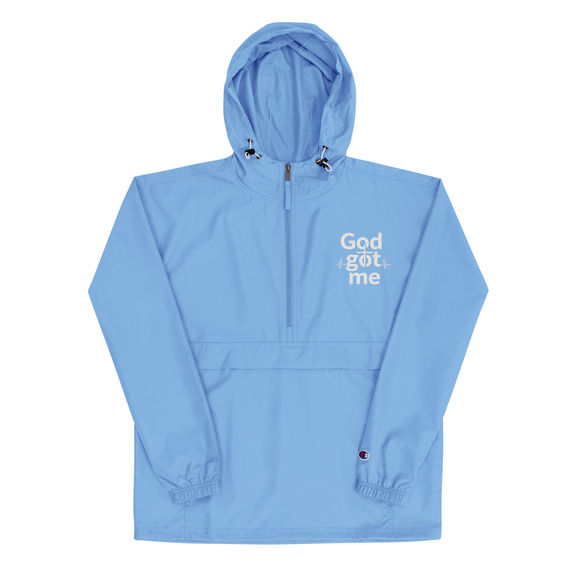 God Got Me Embroidered Champion Packable Jacket - ThatBoutqiueStore