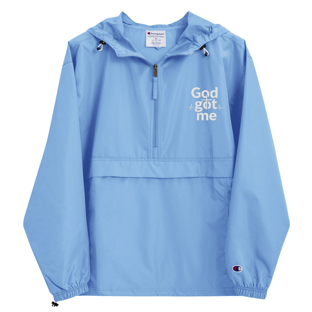 God Got Me Embroidered Champion Packable Jacket - ThatBoutqiueStore