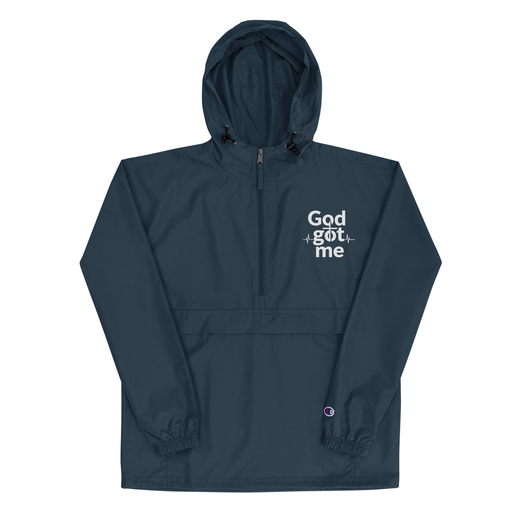 God Got Me Embroidered Champion Packable Jacket - ThatBoutqiueStore