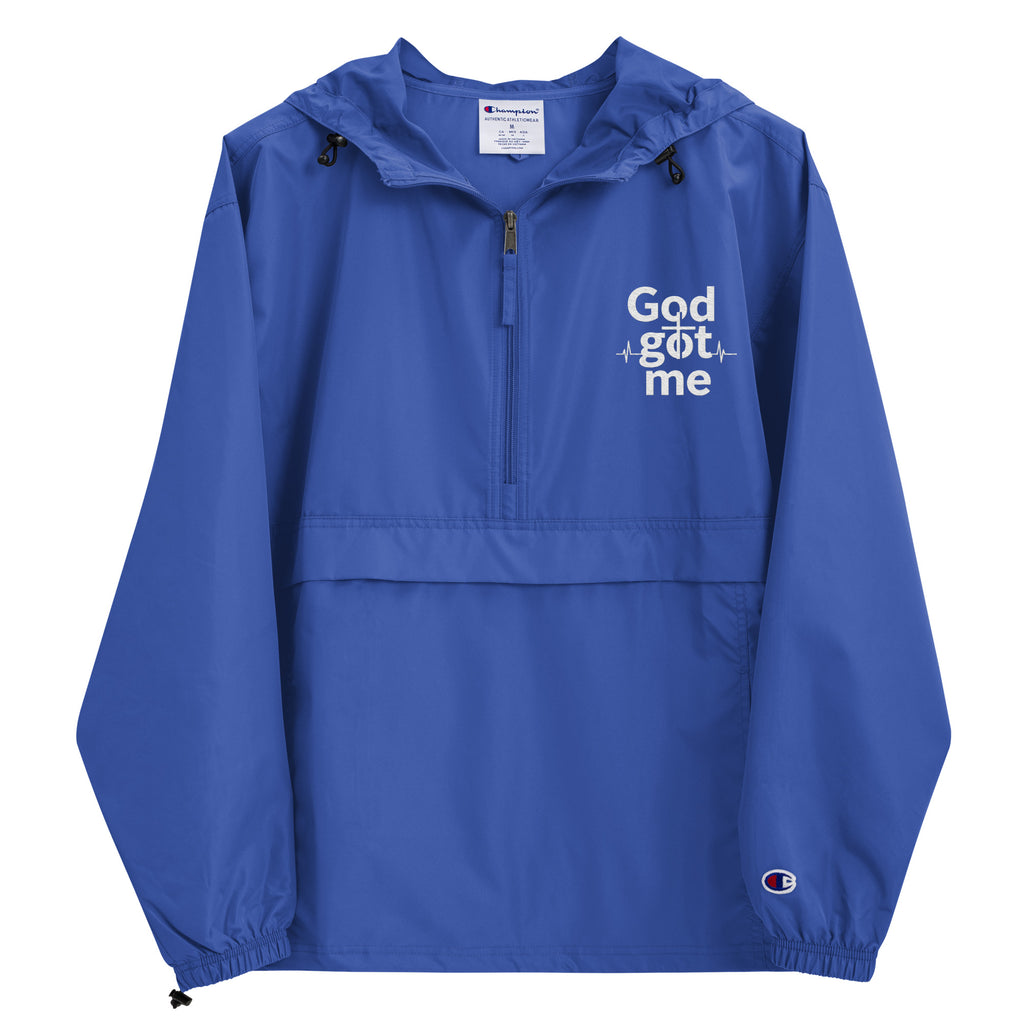 God Got Me Embroidered Champion Packable Jacket - ThatBoutqiueStore