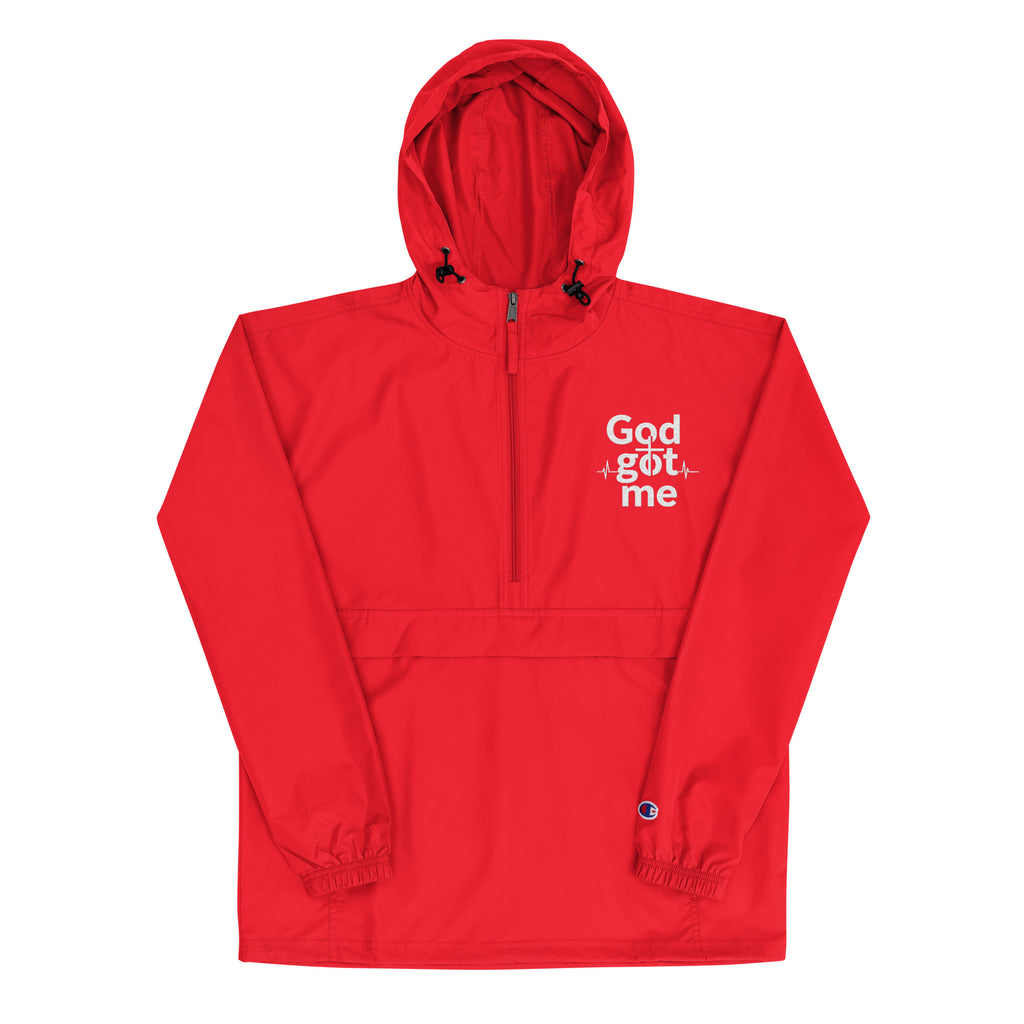 God Got Me Embroidered Champion Packable Jacket - ThatBoutqiueStore