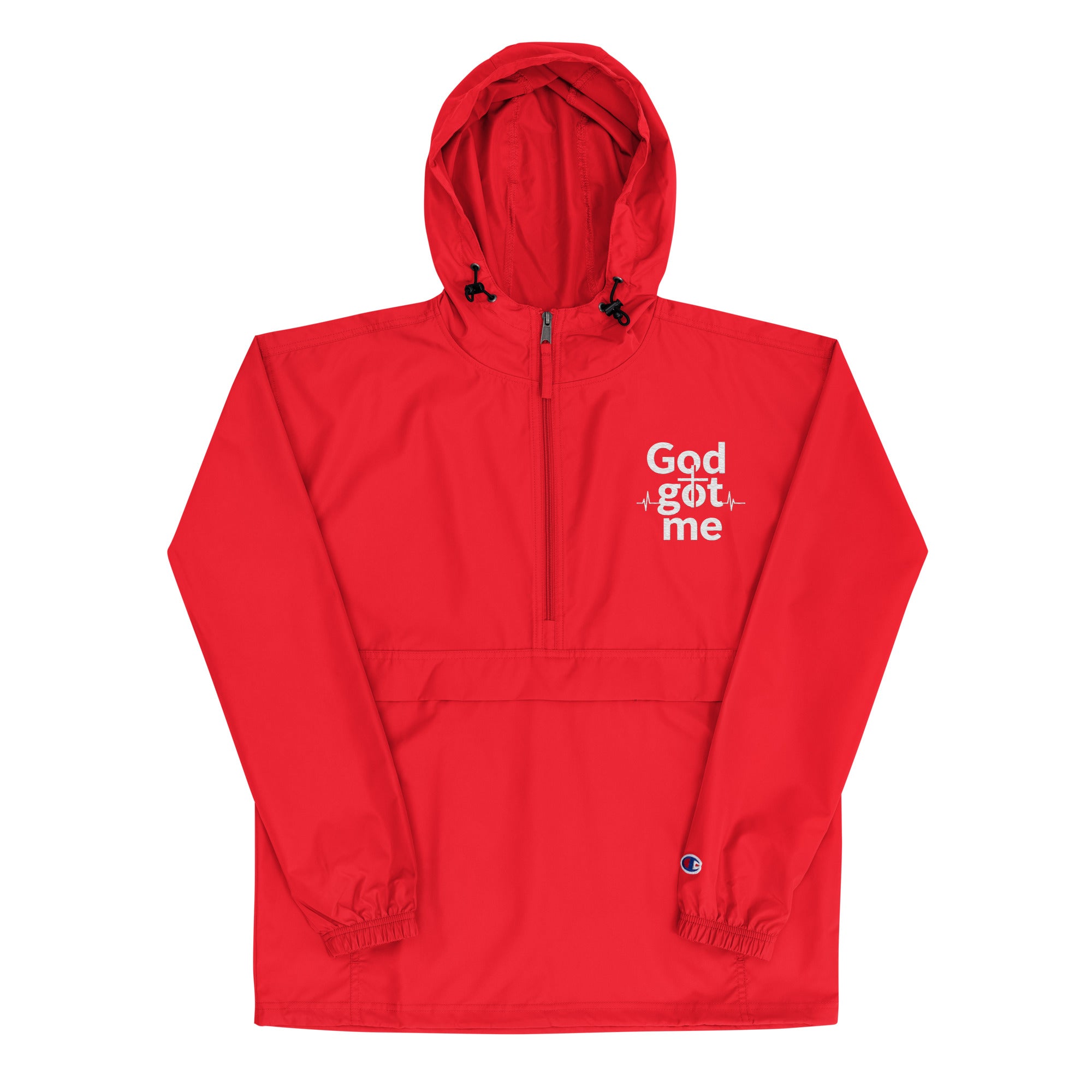 God Got Me Embroidered Champion Packable Jacket - ThatBoutqiueStore