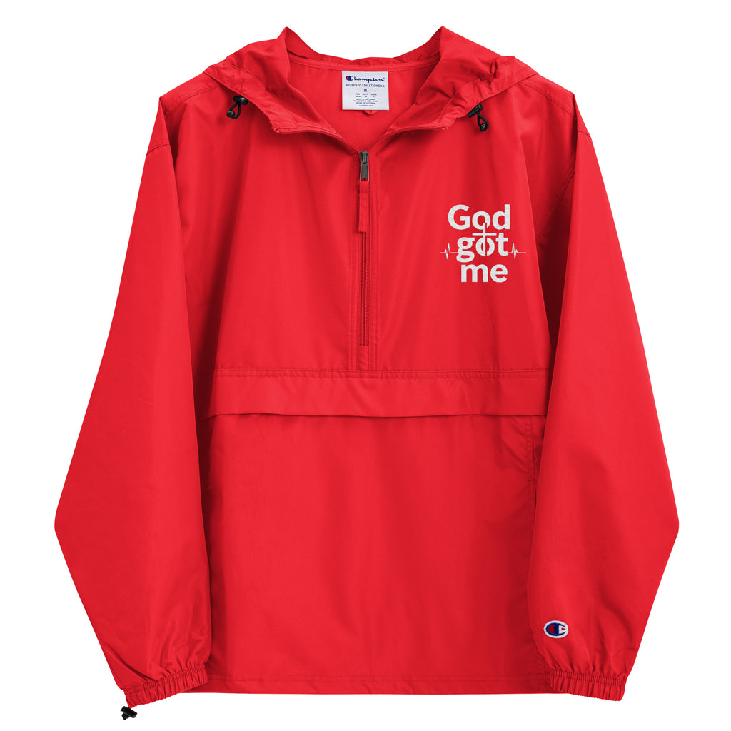 God Got Me Embroidered Champion Packable Jacket - ThatBoutqiueStore