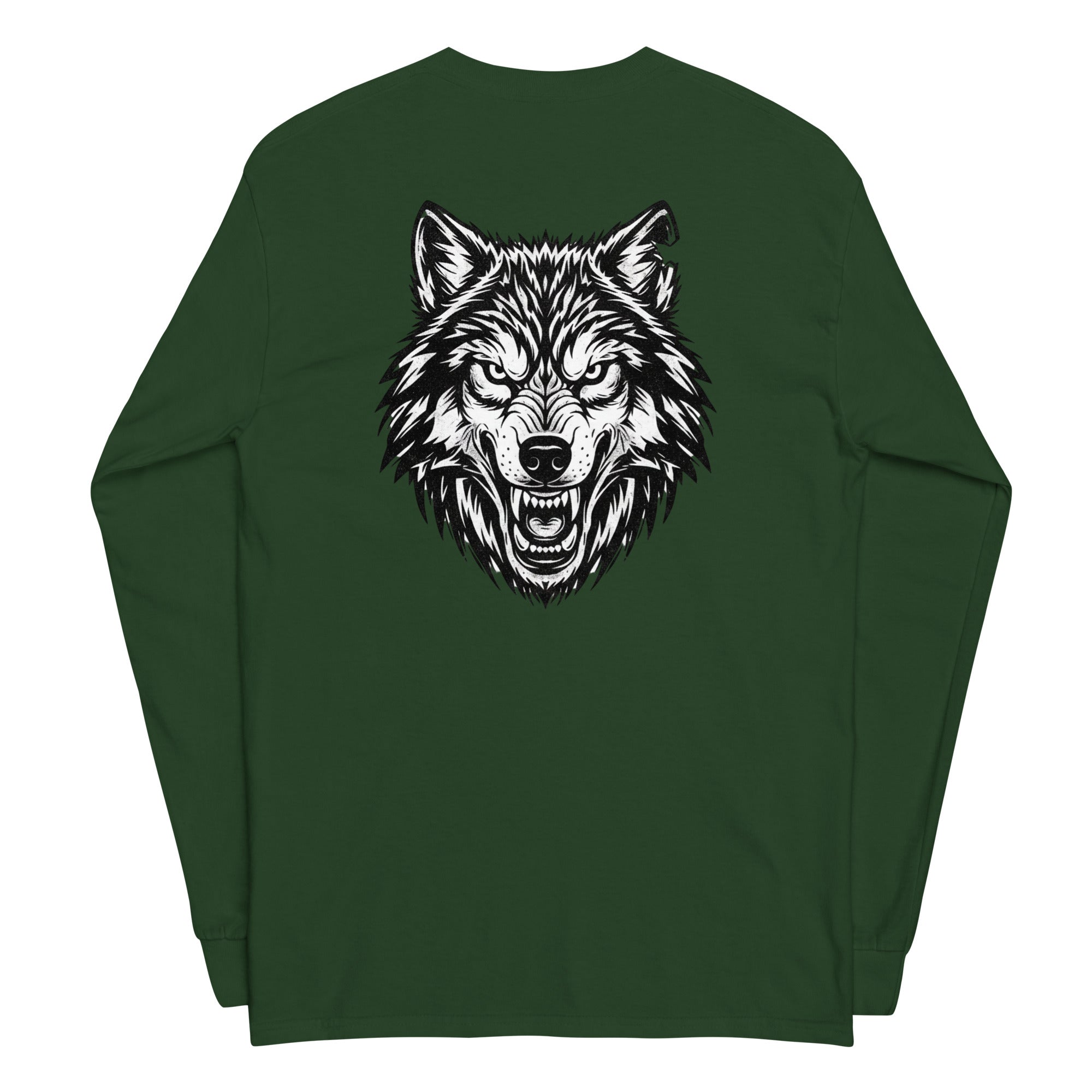 Wolf Print Long Sleeve Shirt - ThatBoutqiueStore