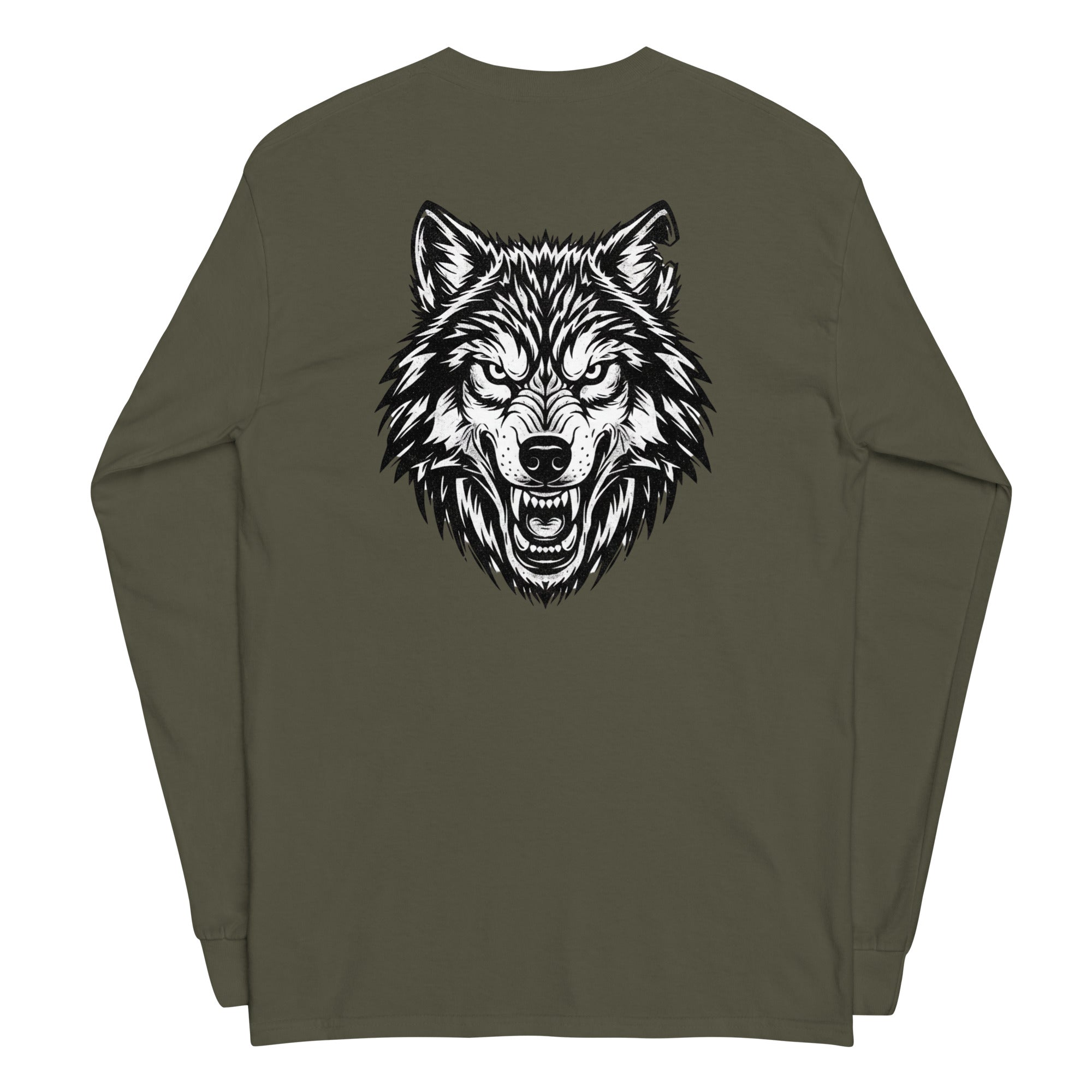 Wolf Print Long Sleeve Shirt - ThatBoutqiueStore