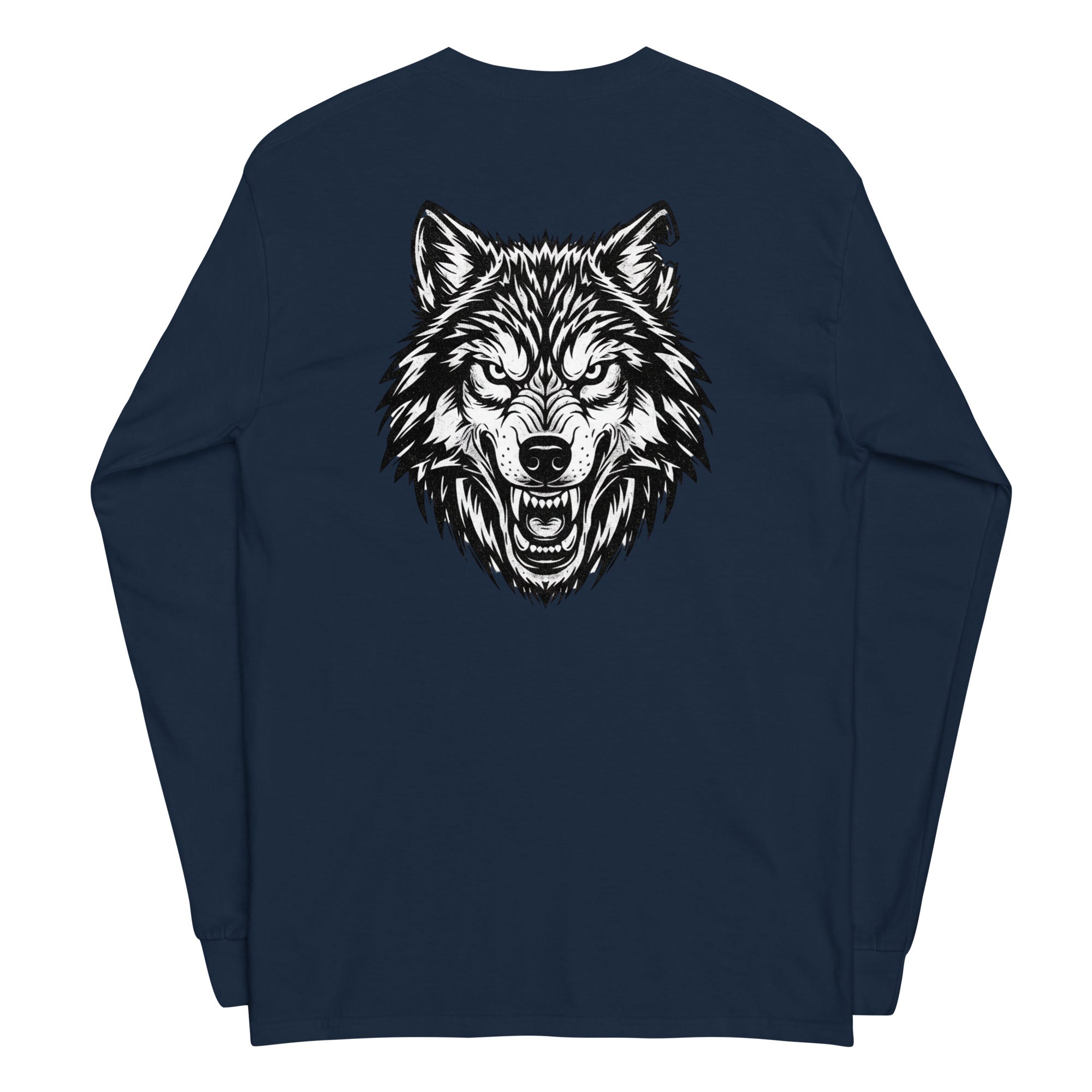 Wolf Print Long Sleeve Shirt - ThatBoutqiueStore