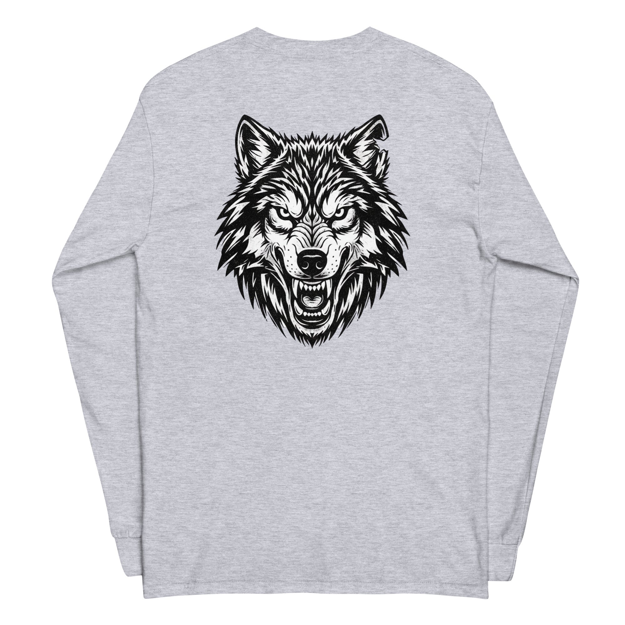 Wolf Print Long Sleeve Shirt - ThatBoutqiueStore