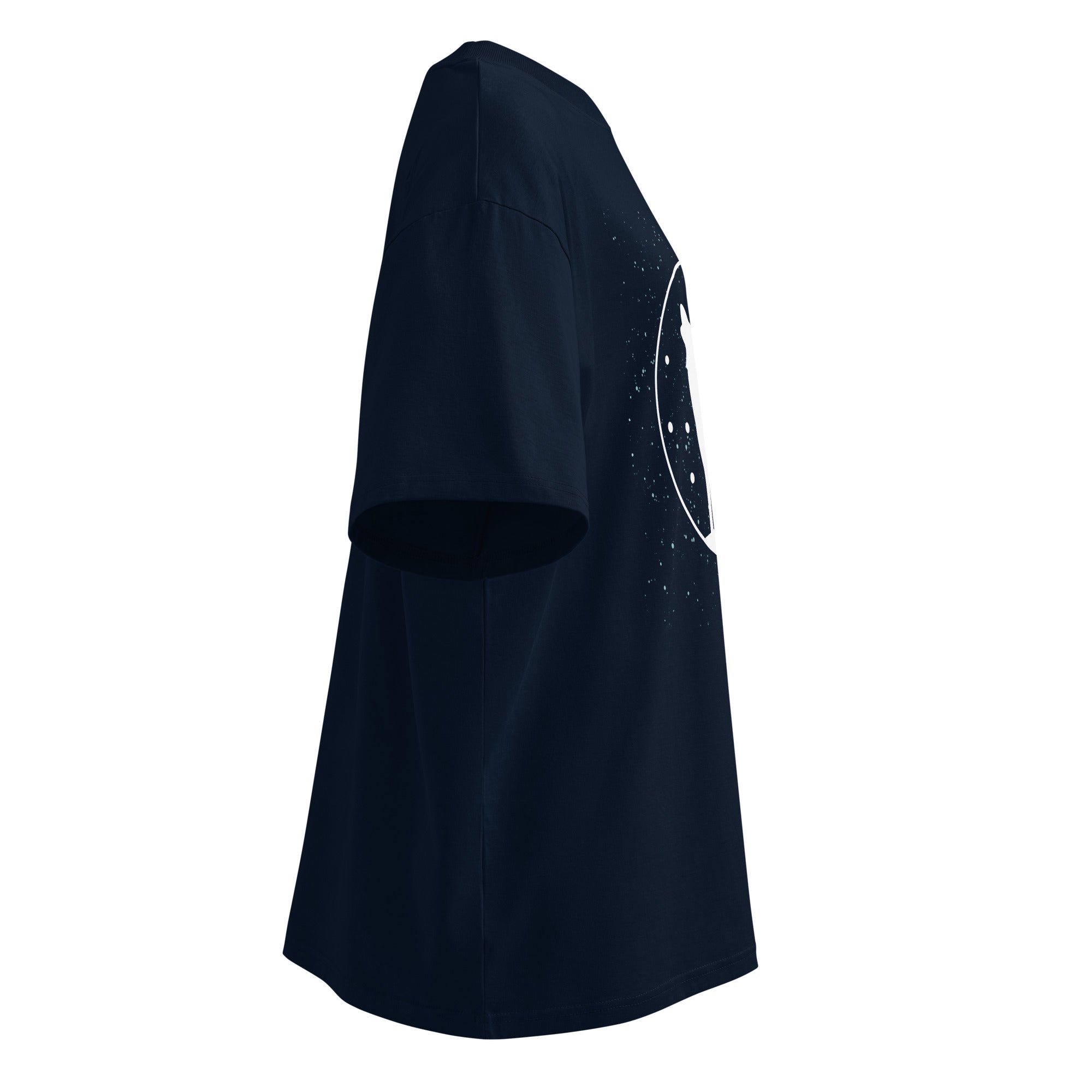 Howling Wolf Under the Stars Unisex organic oversized high neck t-shirt - ThatBoutqiueStore