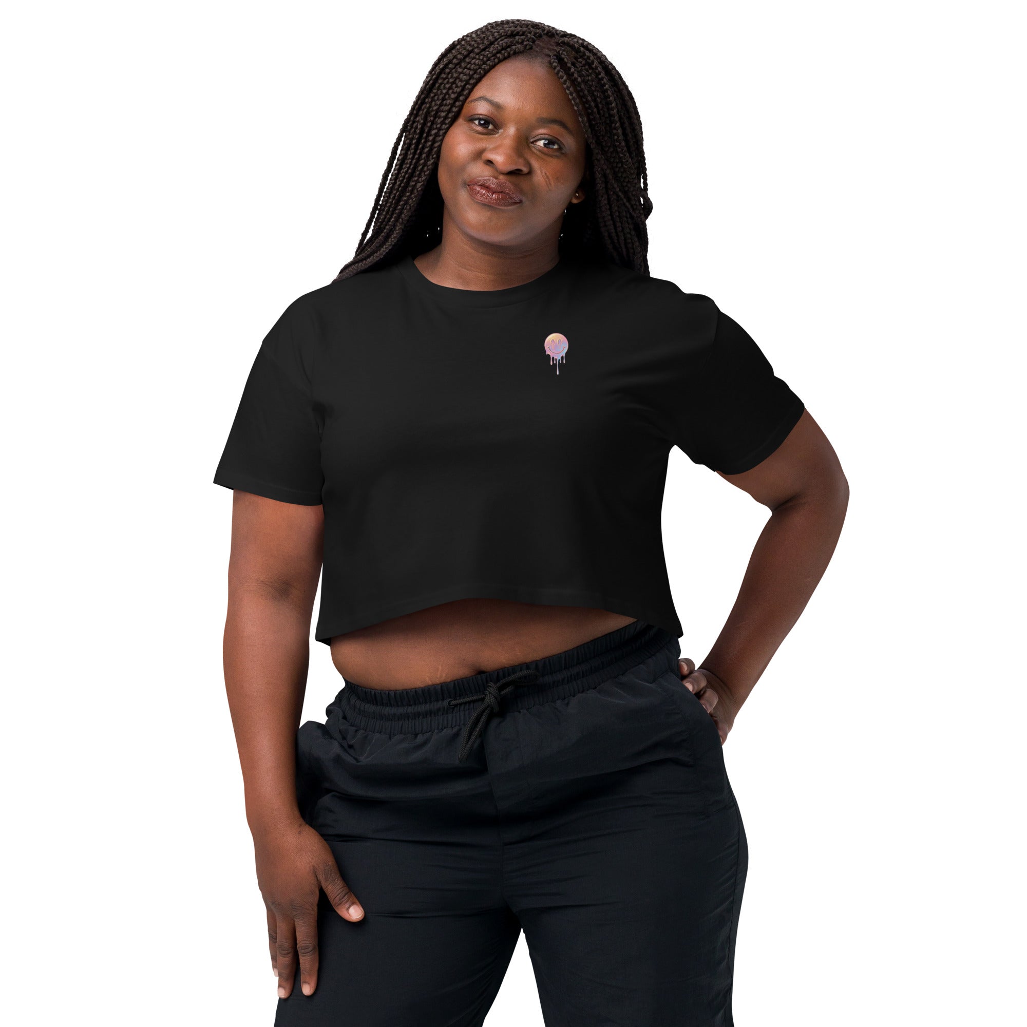 Small Print Mellow Smiley Women’s crop top - ThatBoutqiueStore