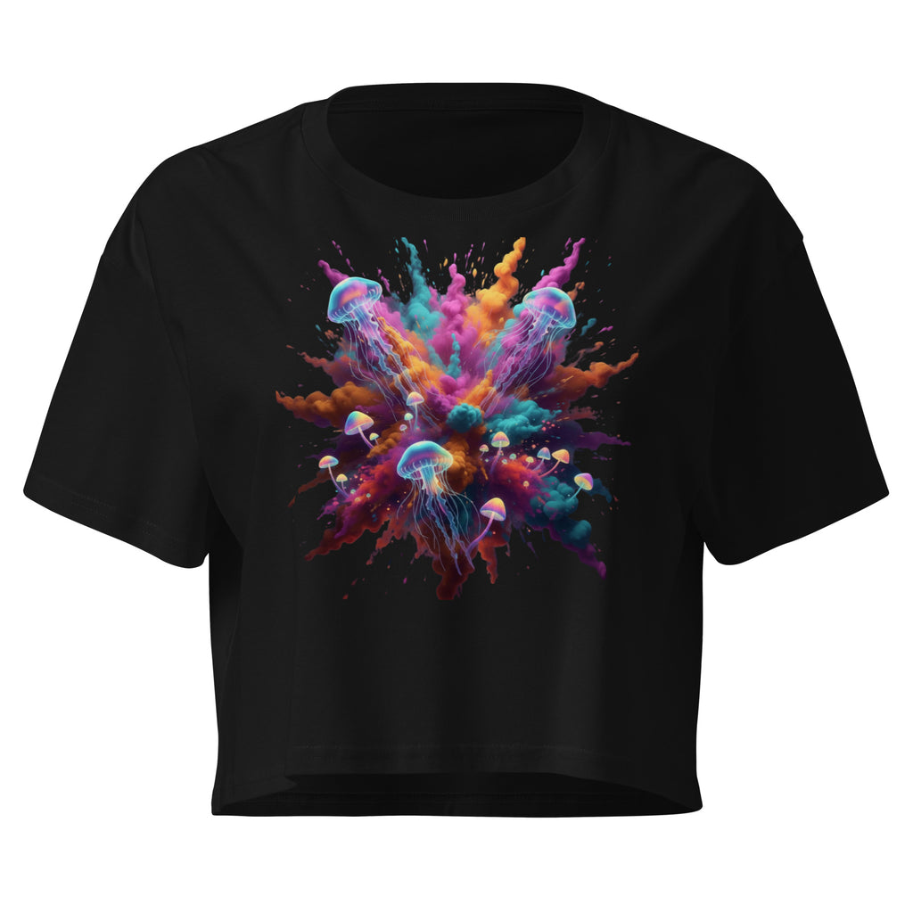 Colorful Smoke, Jellyfish and Mushrooms Women’s crop top - ThatBoutqiueStore