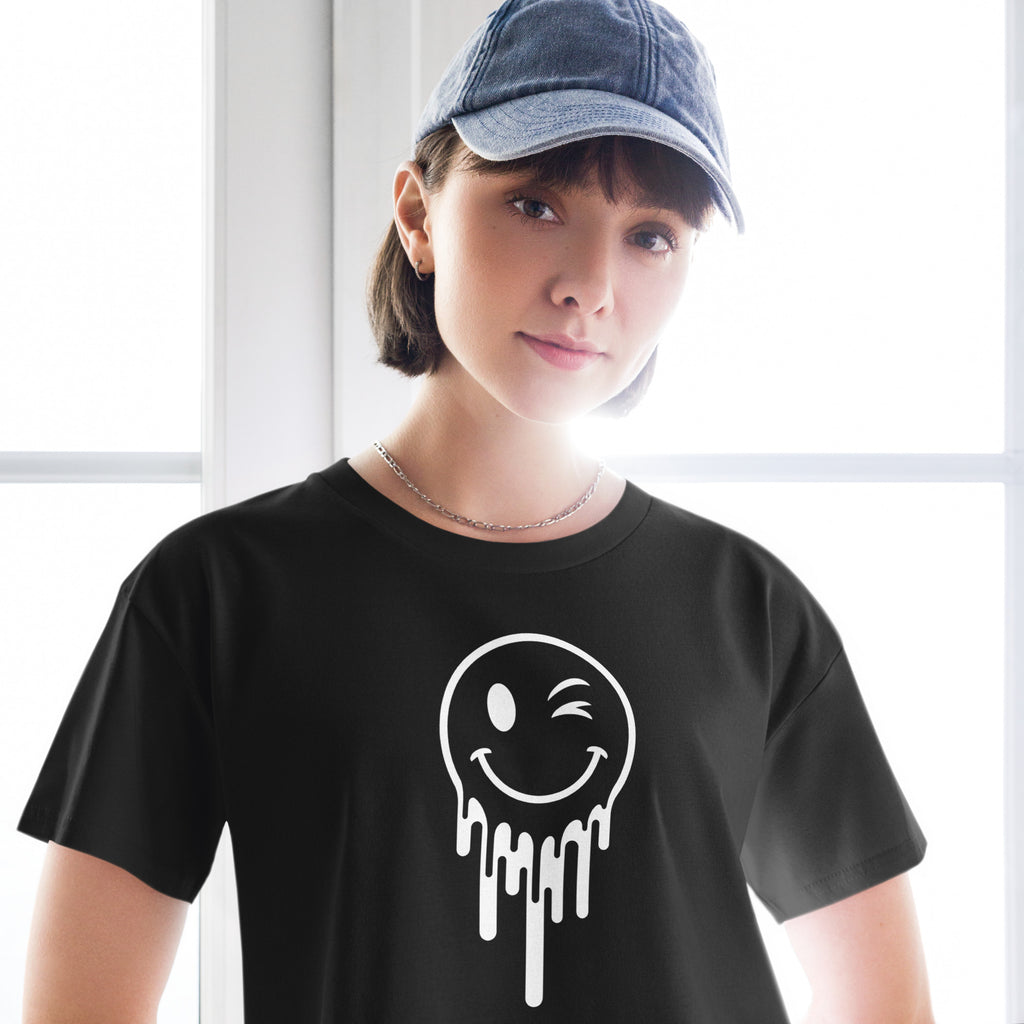 OG Drip Smiley Crop Top — Black & White - ThatBoutqiueStore