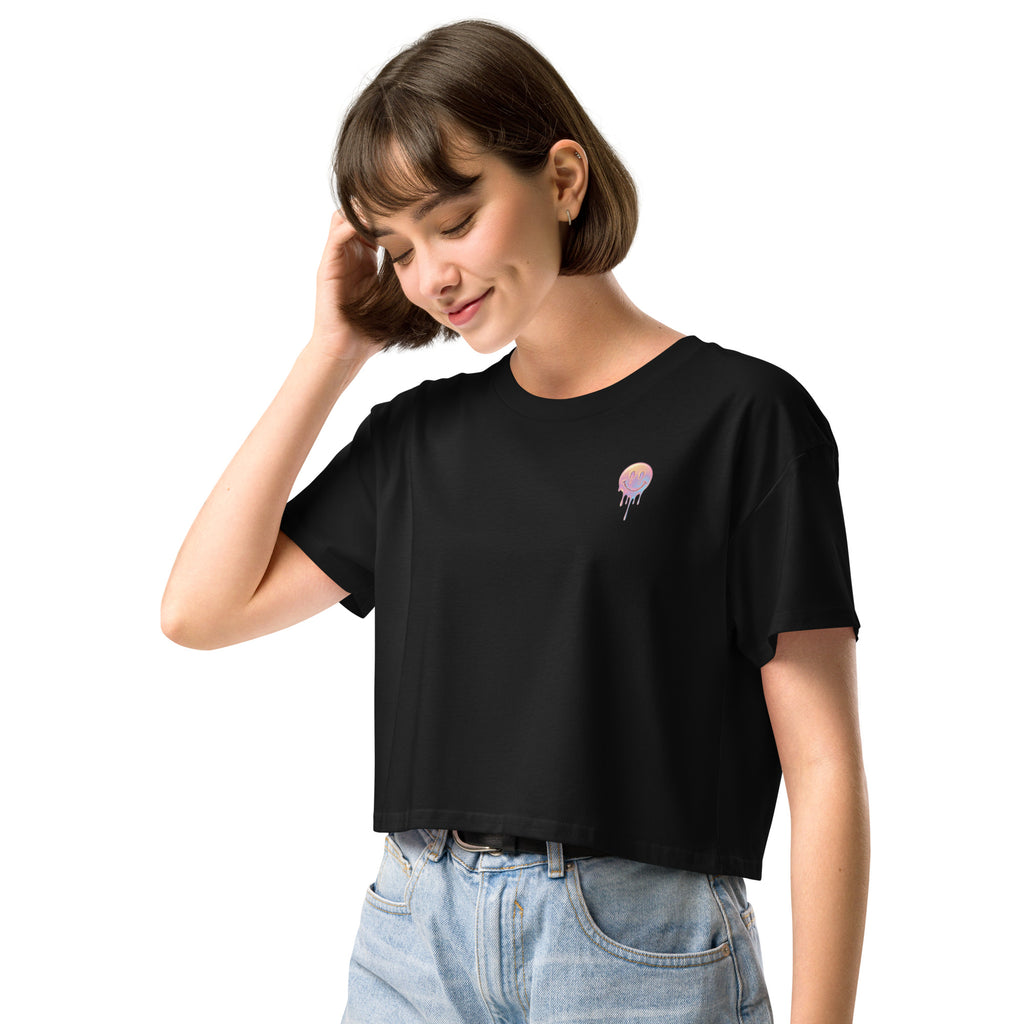 Small Print Mellow Smiley Women’s crop top - ThatBoutqiueStore