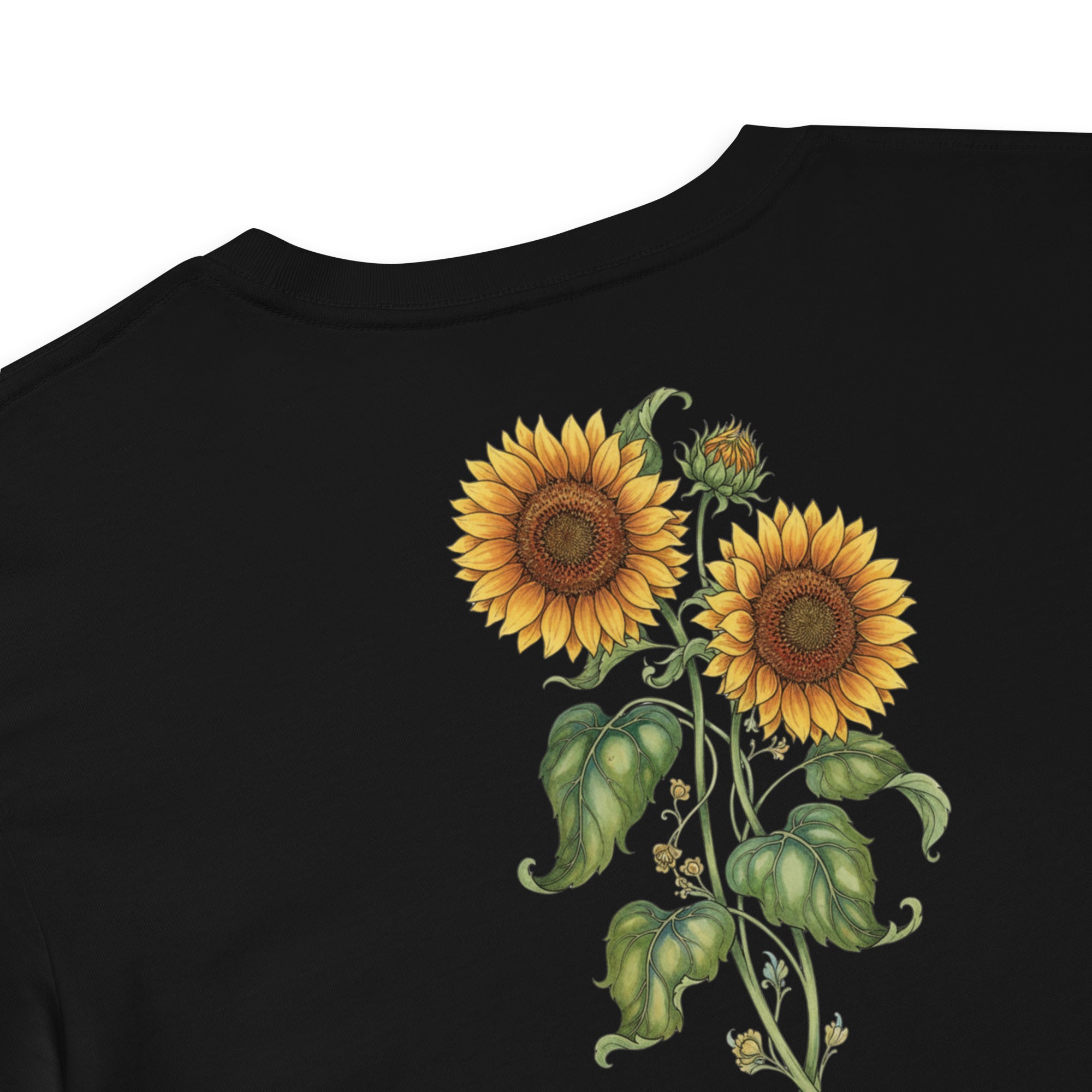 Lady G's with colorful rolling smoke and Twin Sunflowers on bk Women’s crop top - ThatBoutqiueStore