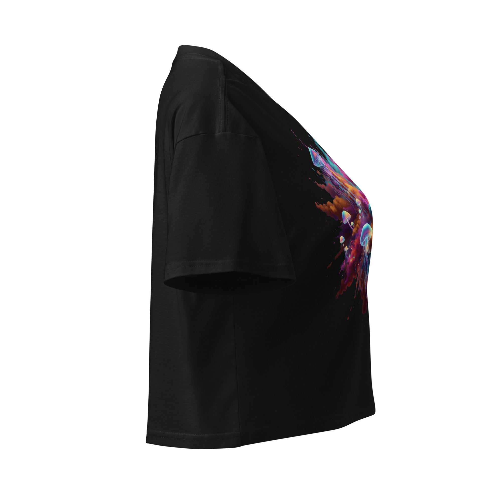 Colorful Smoke, Jellyfish and Mushrooms Women’s crop top - ThatBoutqiueStore