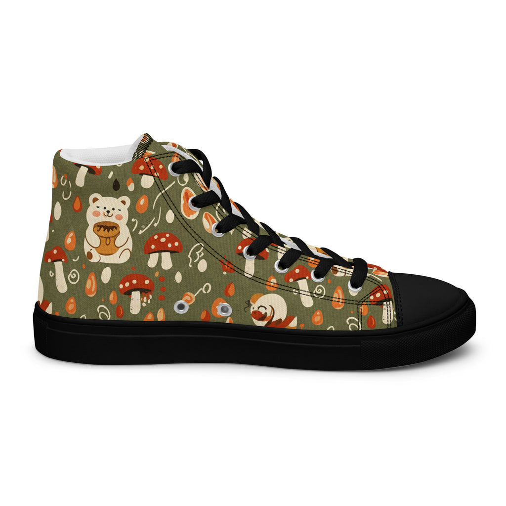 Honey Bears and Mushrooms Women’s high top canvas shoes - ThatBoutqiueStore