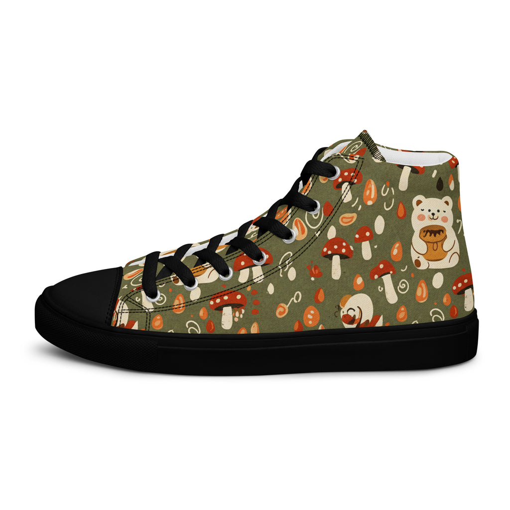 Honey Bears and Mushrooms Women’s high top canvas shoes - ThatBoutqiueStore