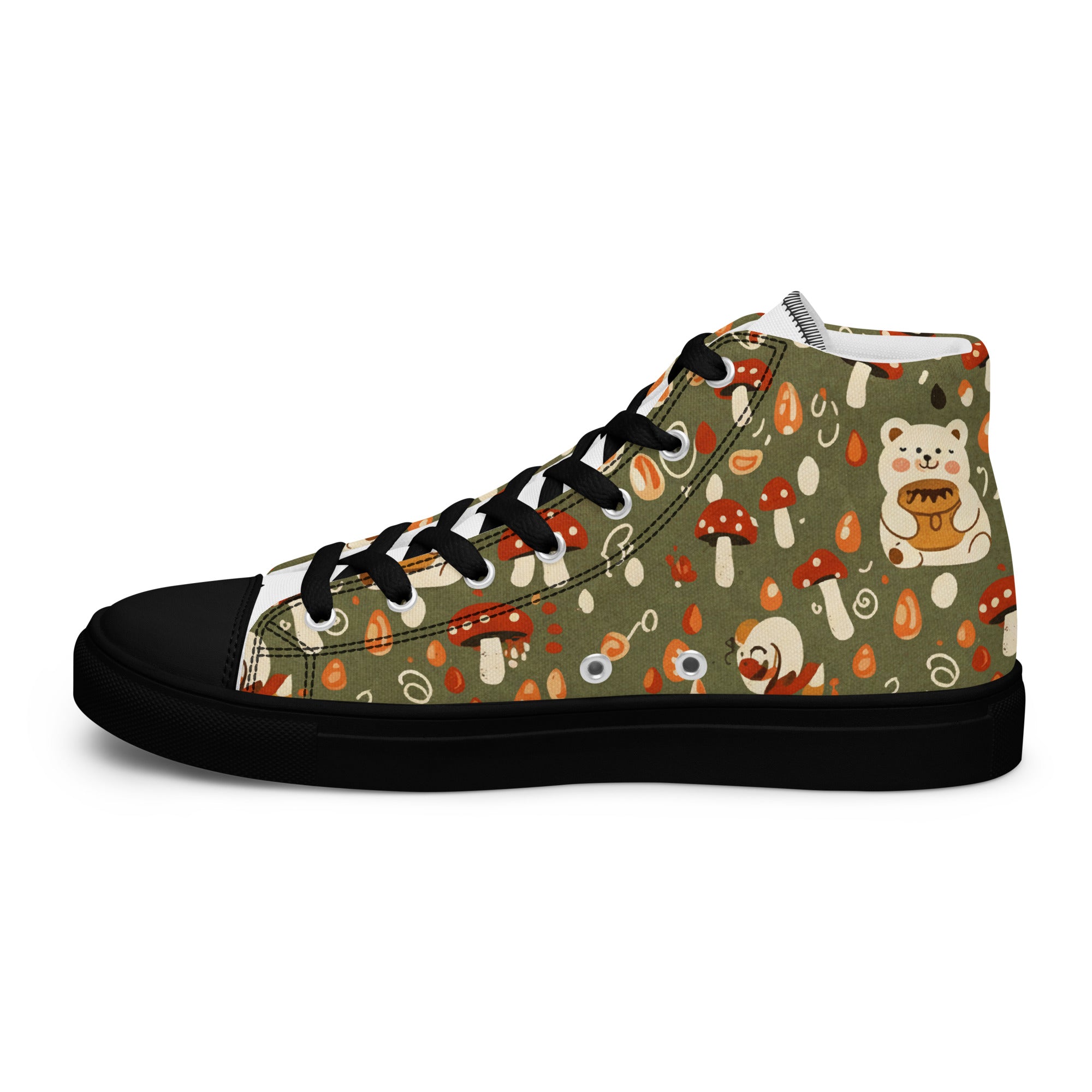 Honey Bears and Mushrooms Women’s high top canvas shoes - ThatBoutqiueStore