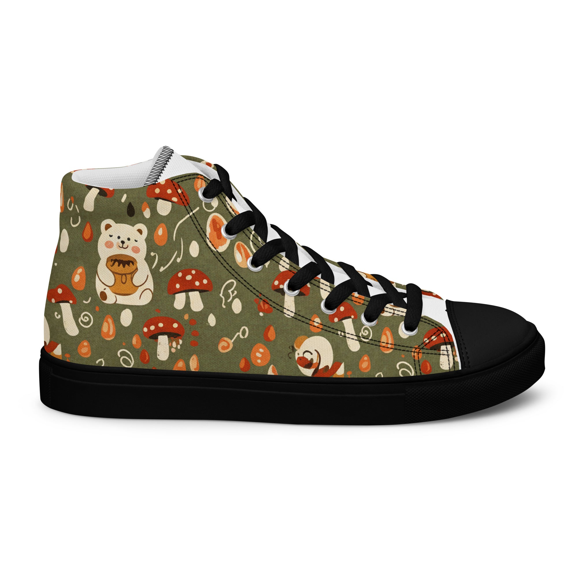 Honey Bears and Mushrooms Women’s high top canvas shoes - ThatBoutqiueStore