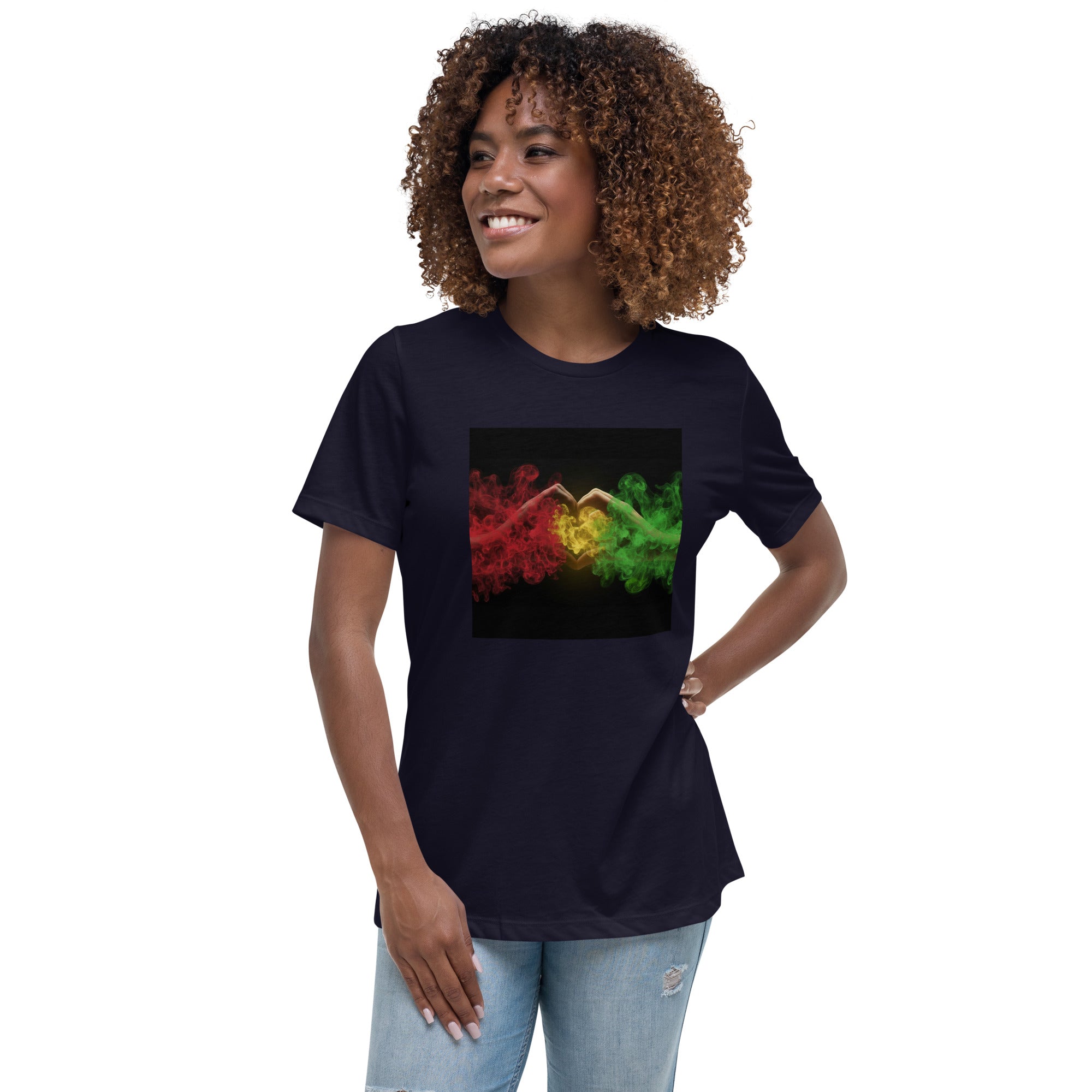 1Love Hand Hearts with One Love on back Women's Relaxed T-Shirt - ThatBoutqiueStore